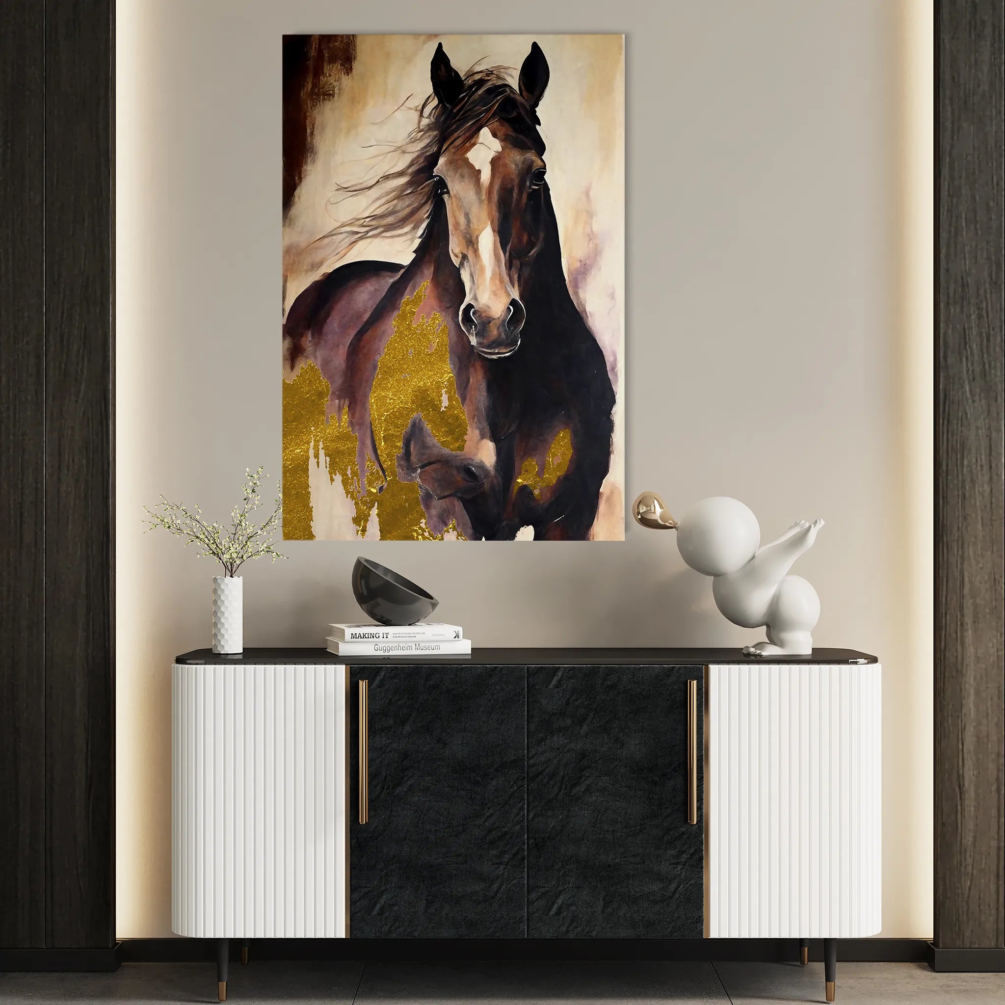 Horses 255 Canvas Art 60 x 40 cm / Black
