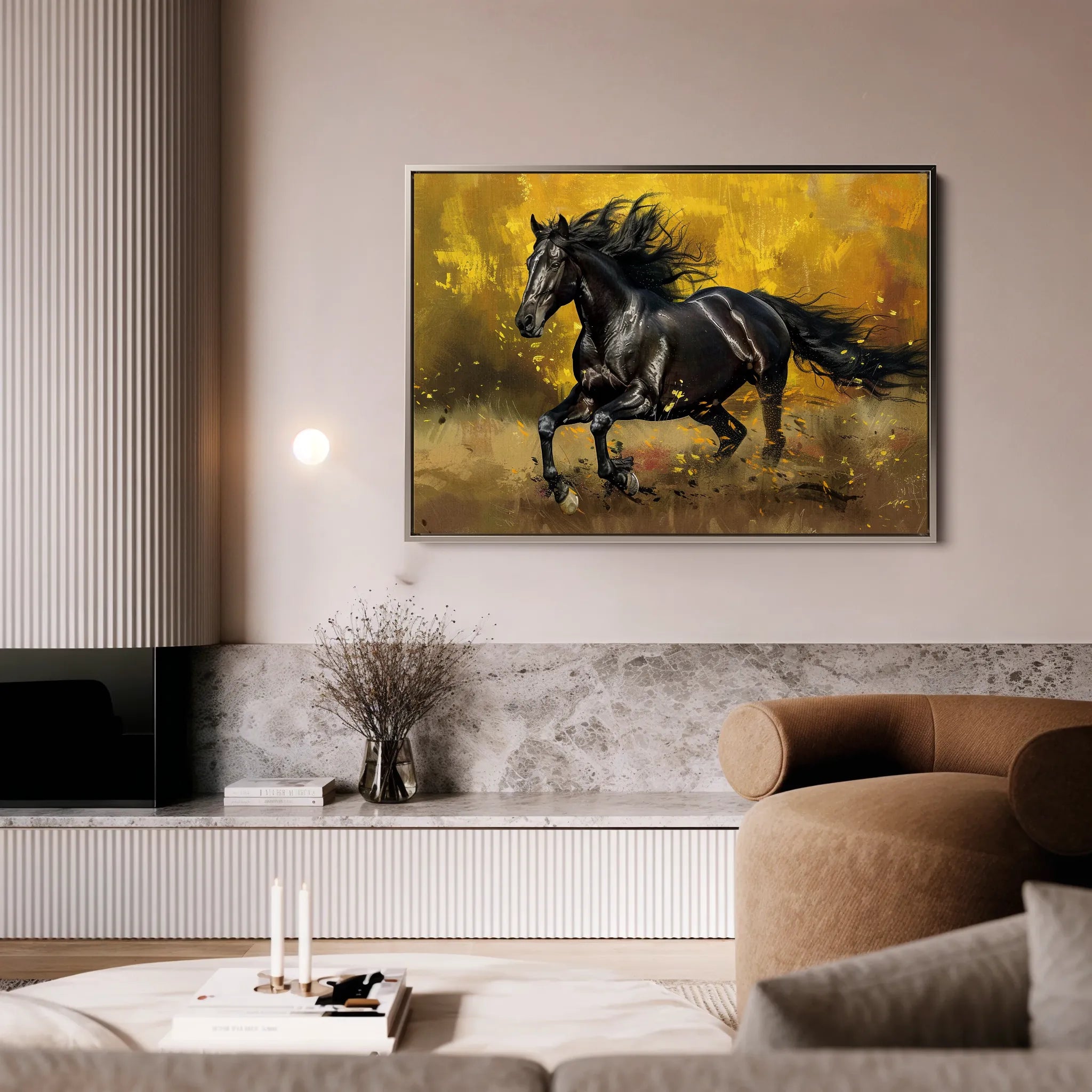 Horses 256 Canvas Art 60 x 40 cm / Black