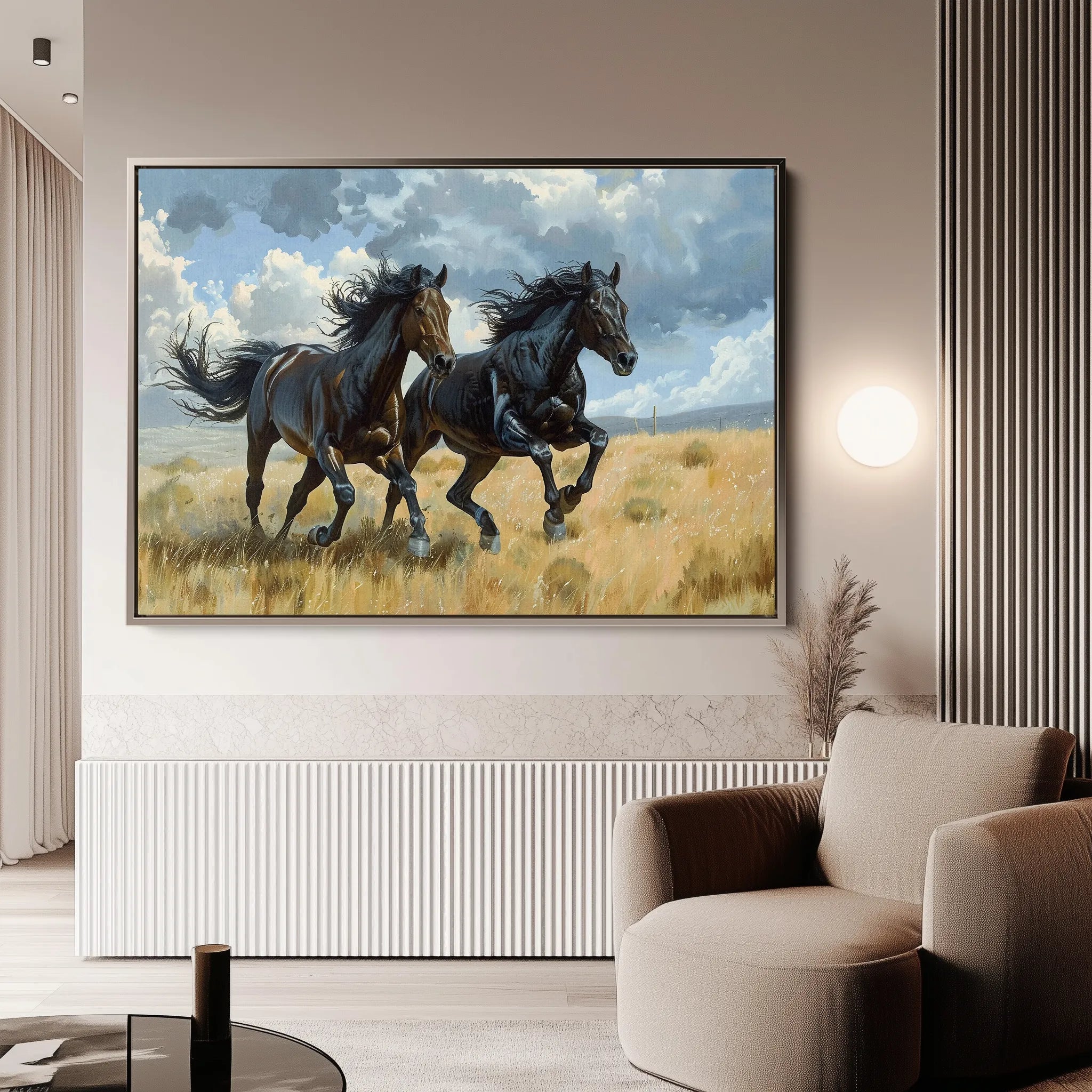Horses 257 Canvas Art 60 x 40 cm / Black