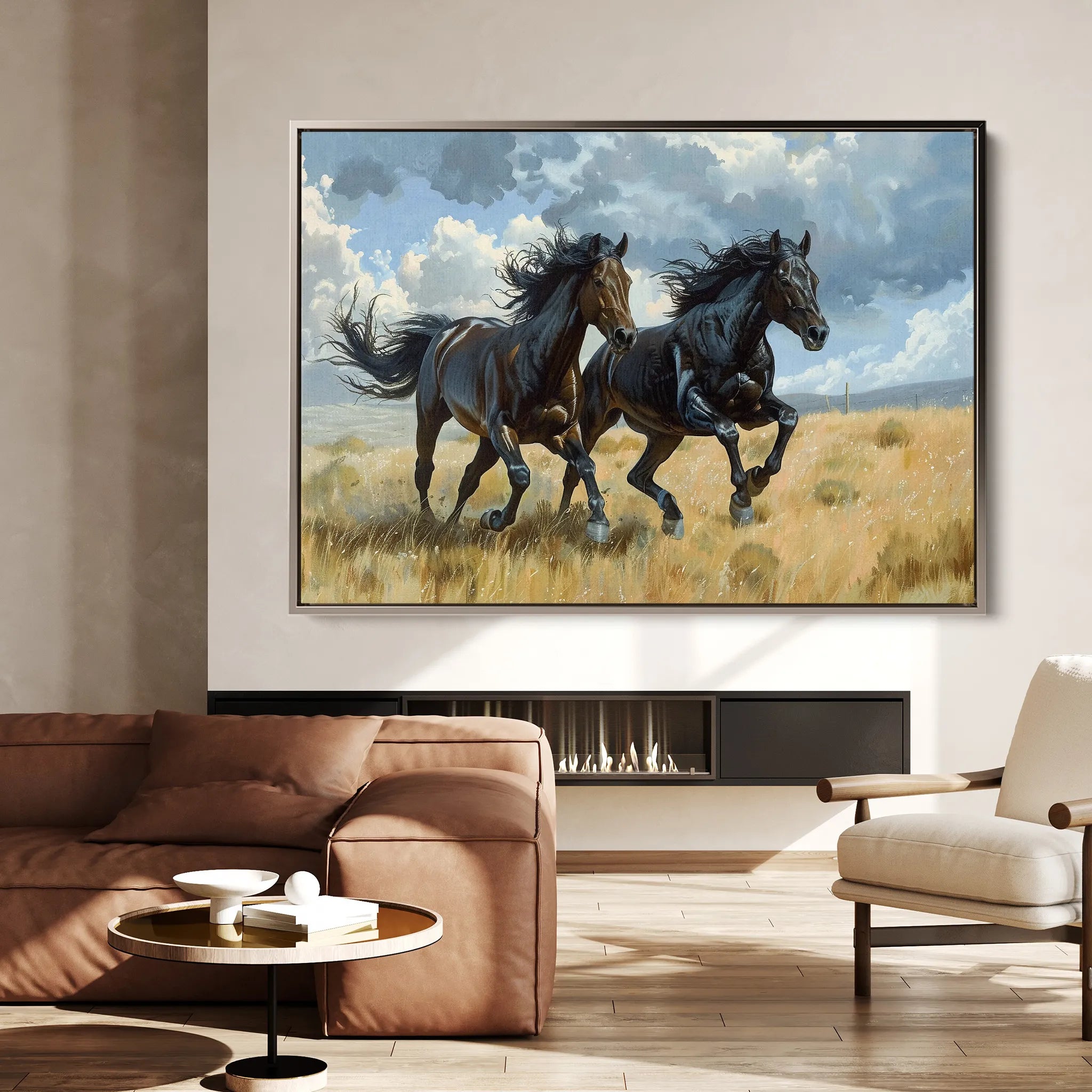 Horses 257 Canvas Art 60 x 40 cm / Black