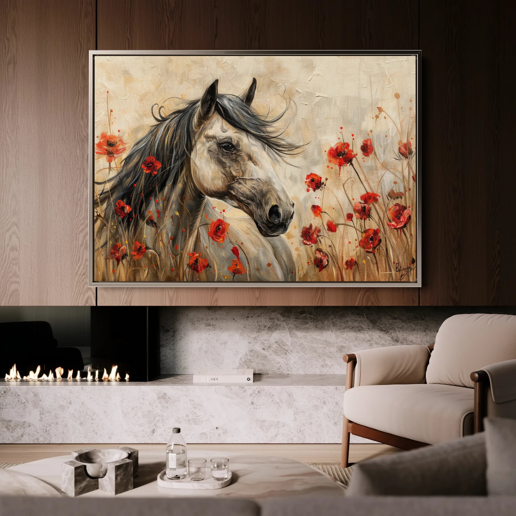 Horses 258 Canvas Art 60 x 40 cm / Black