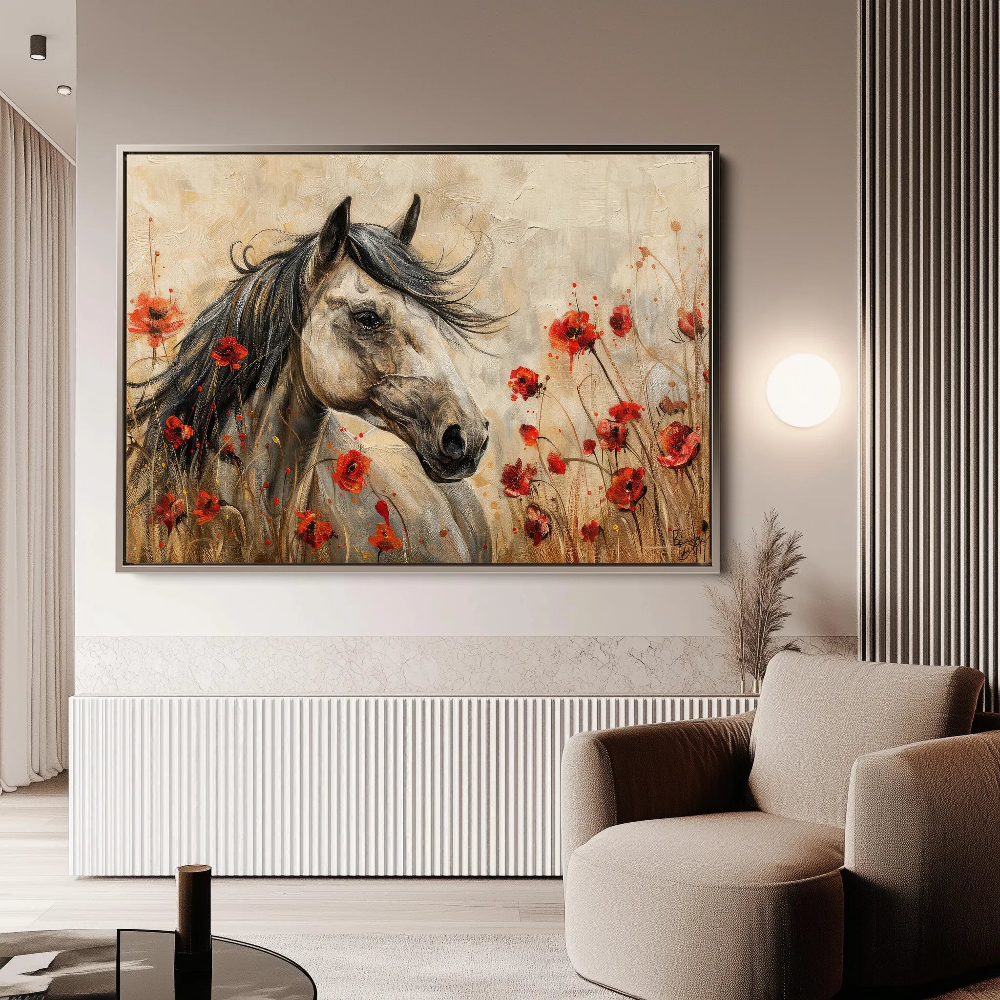 Horses 258 Canvas Art 60 x 40 cm / Black
