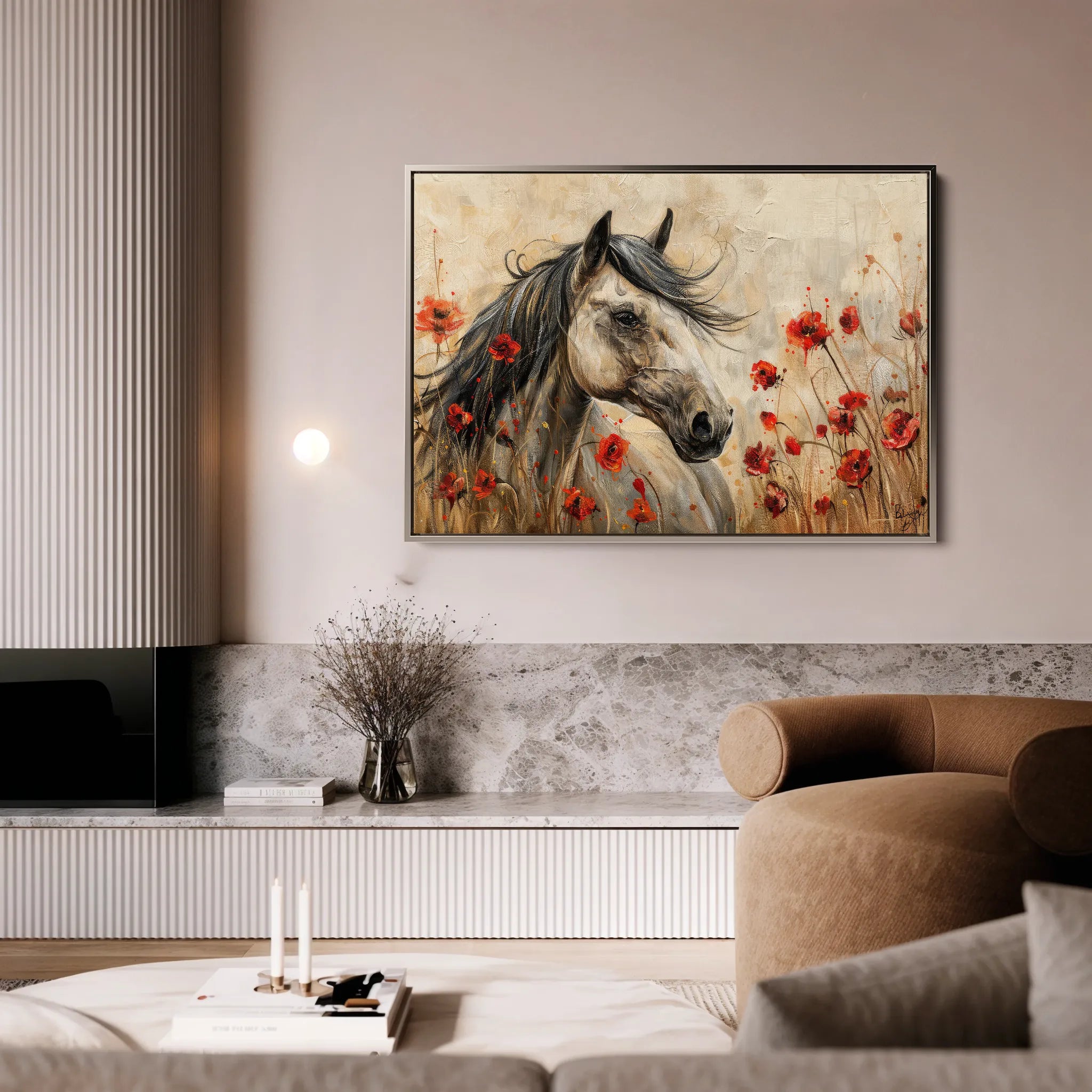 Horses 258 Canvas Art 60 x 40 cm / Black