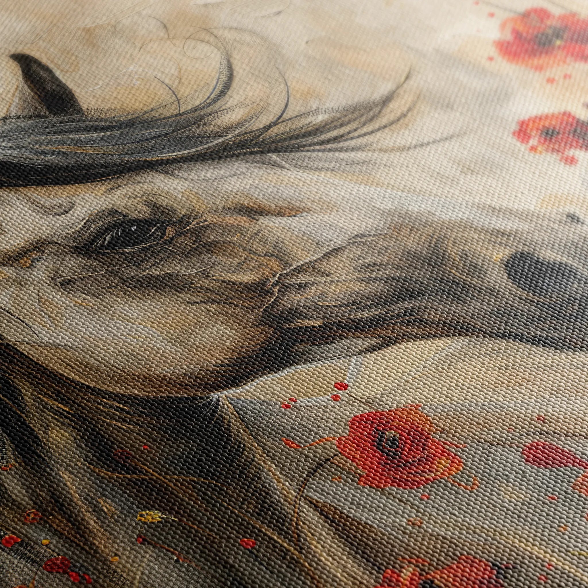 Horses 258 Canvas Art 60 x 40 cm / Black