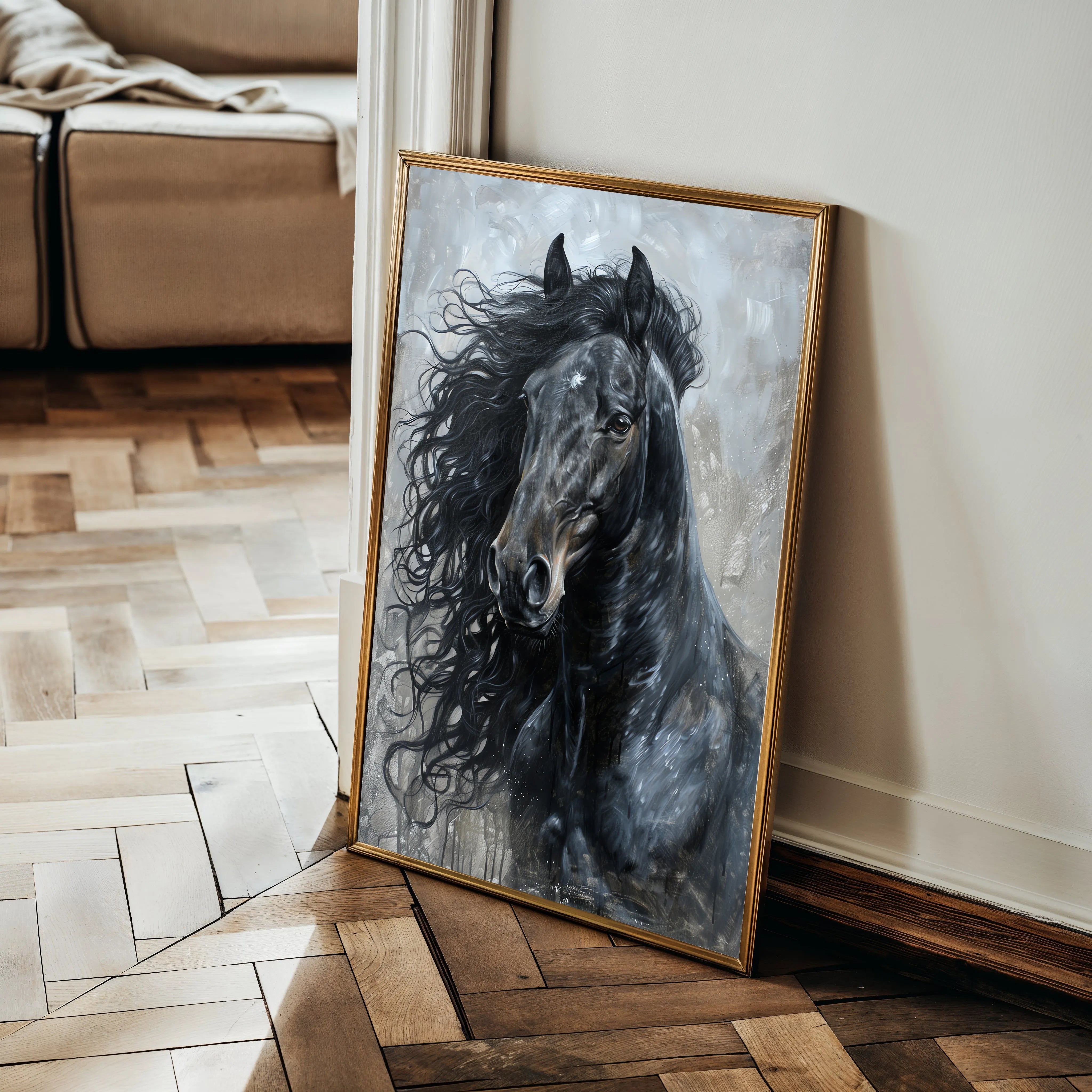 Horses 260 Canvas Art 60 x 40 cm / Black
