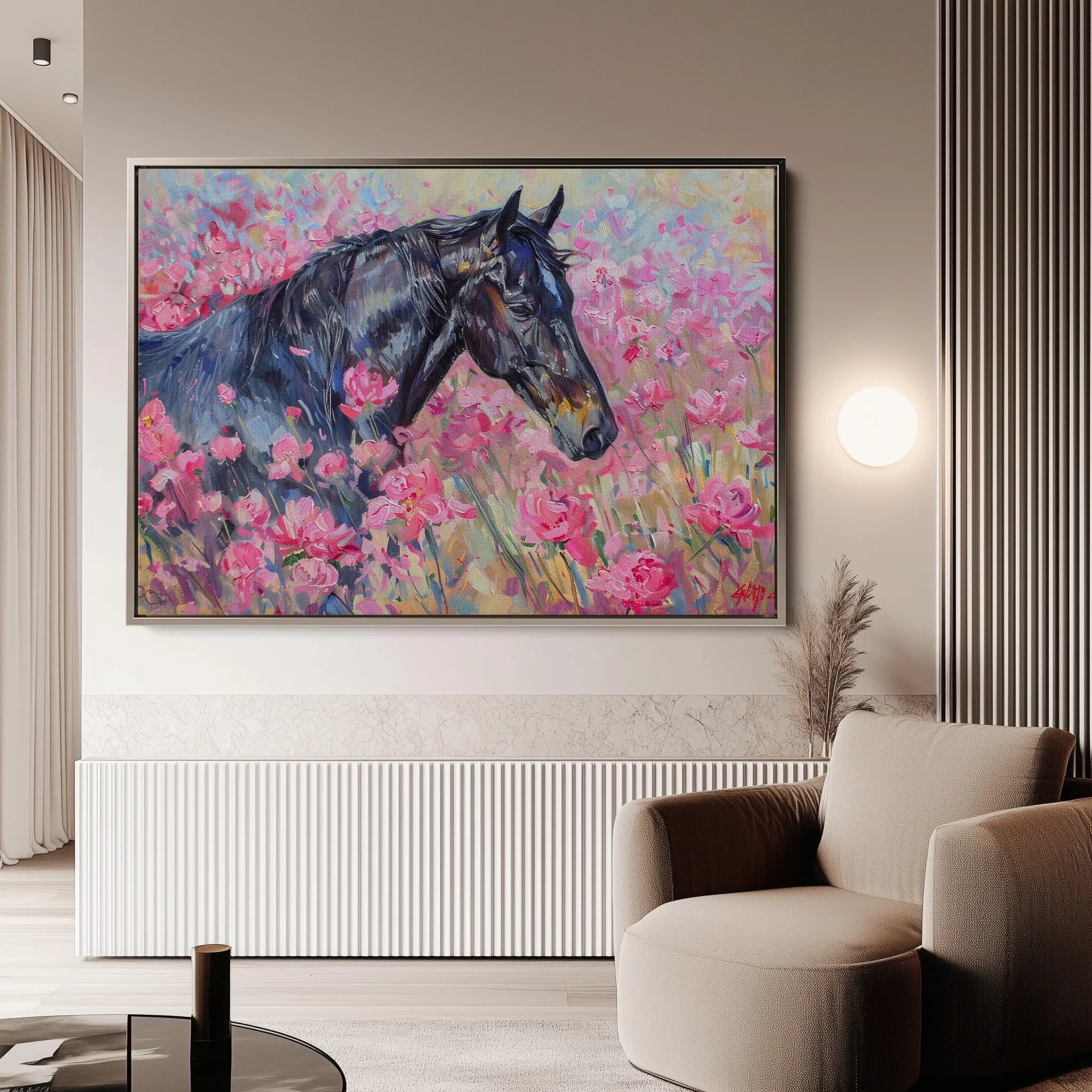 Horses 261 Canvas Art 60 x 40 cm / Black