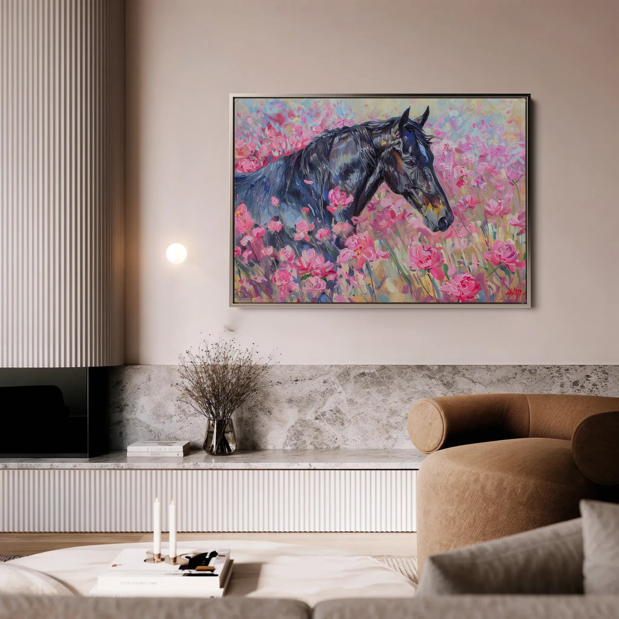 Horses 261 Canvas Art 60 x 40 cm / Black