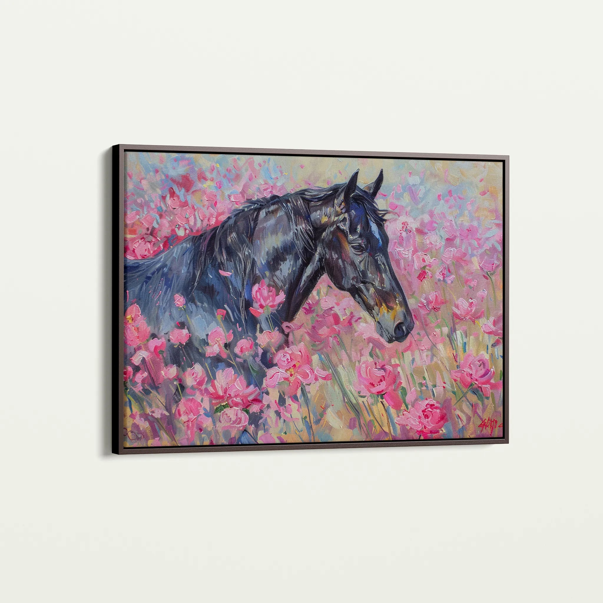 Horses 261 Canvas Art 60 x 40 cm / Black