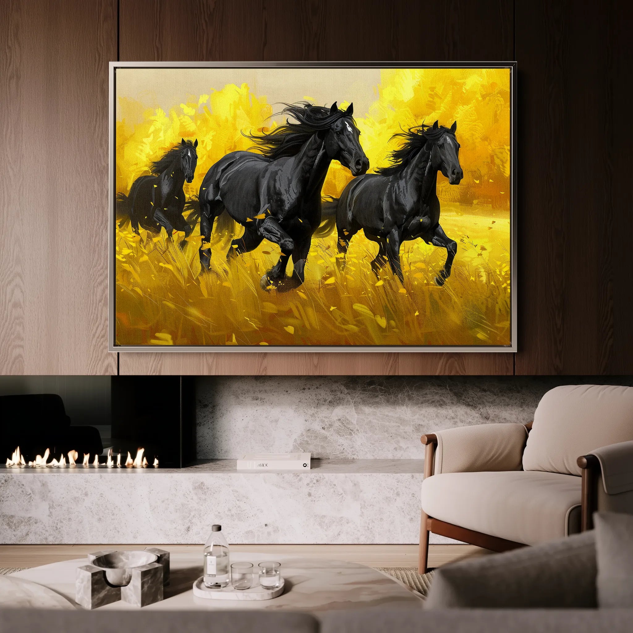 Horses 262 Canvas Art 60 x 40 cm / Black