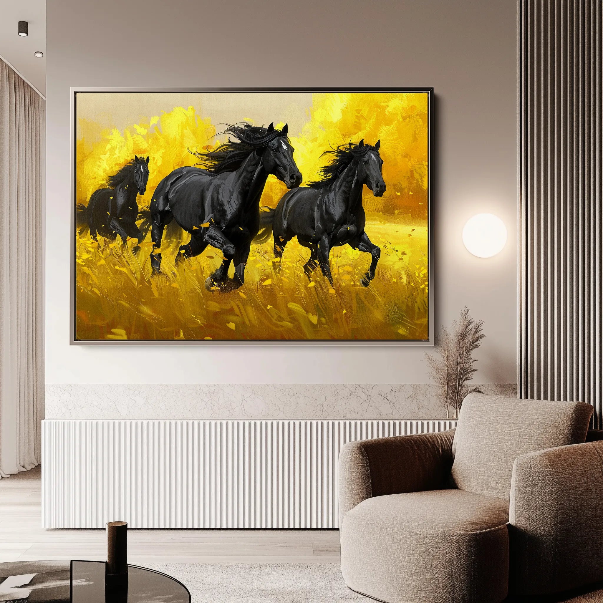 Horses 262 Canvas Art 60 x 40 cm / Black