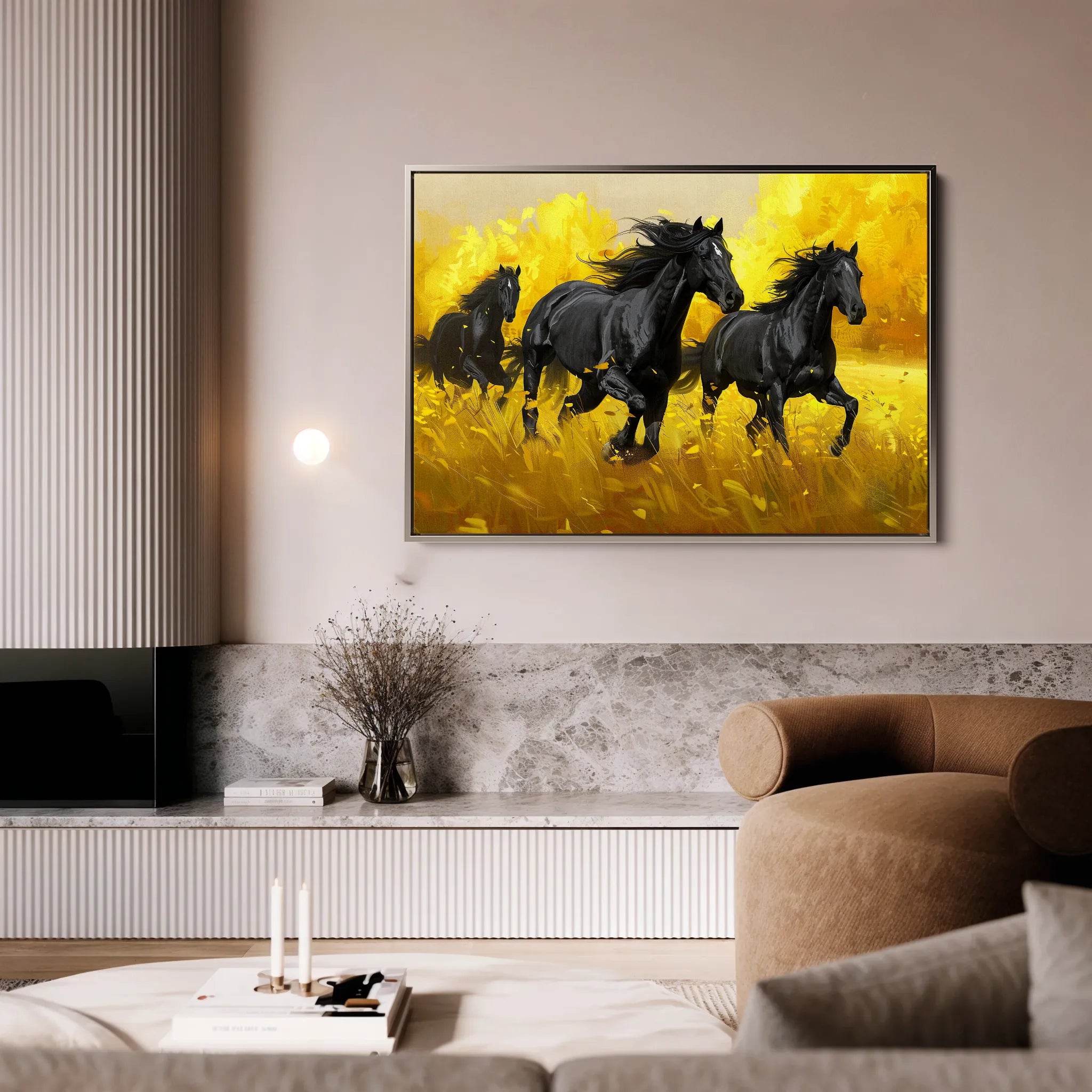 Horses 262 Canvas Art 60 x 40 cm / Black