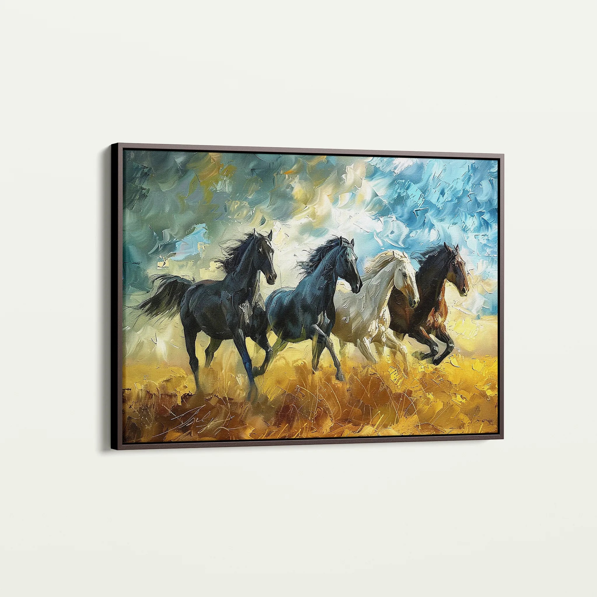 Horses 263 Canvas Art 60 x 40 cm / Black
