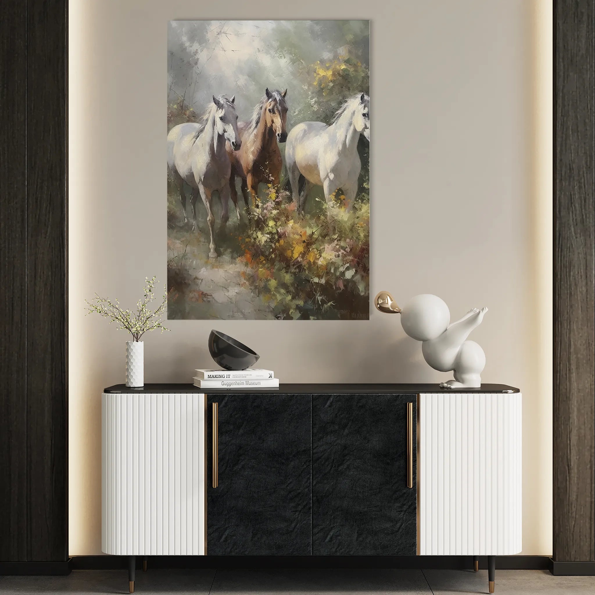 Horses 264 Canvas Art 60 x 40 cm / Black