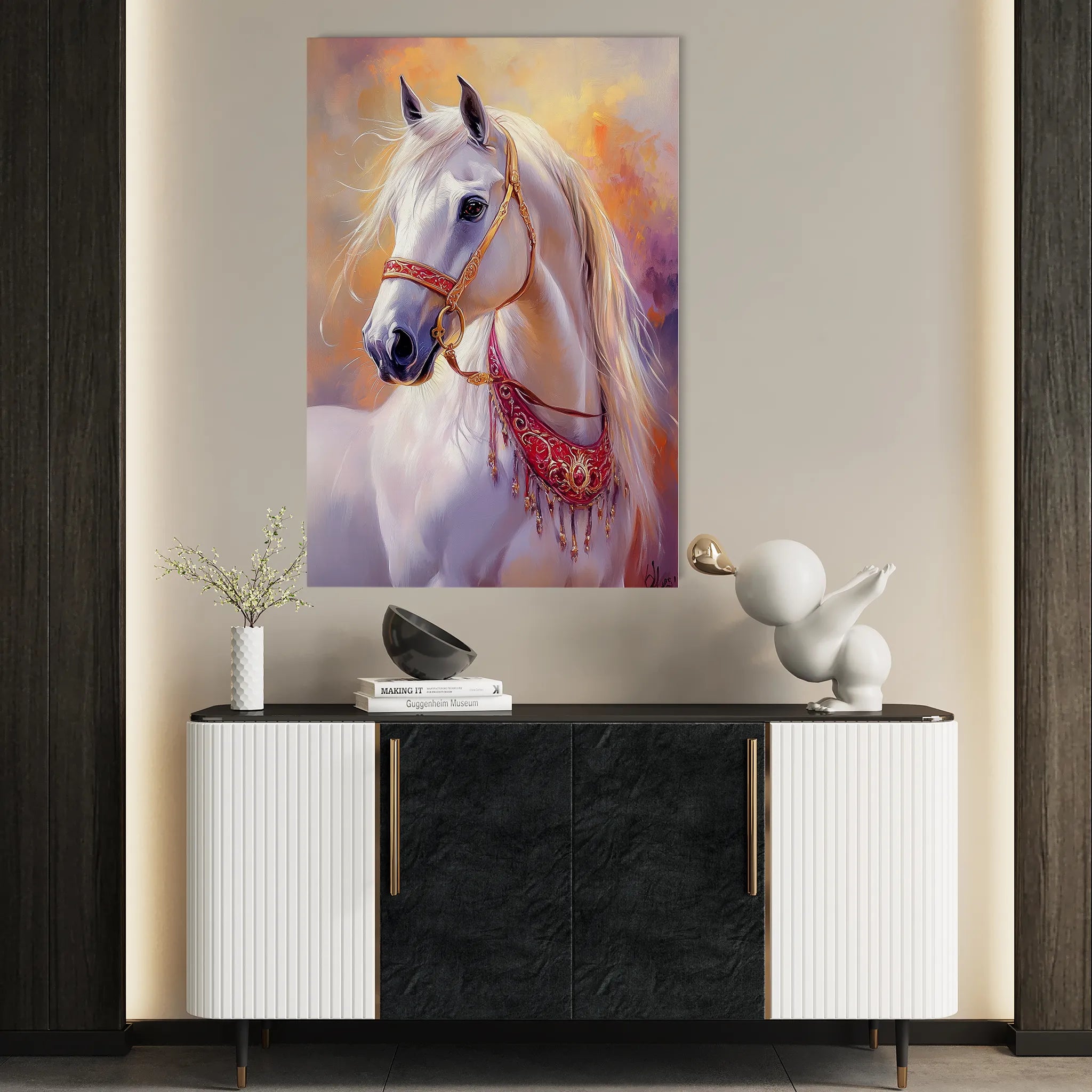 Horses 266 Canvas Art 60 x 40 cm / Black