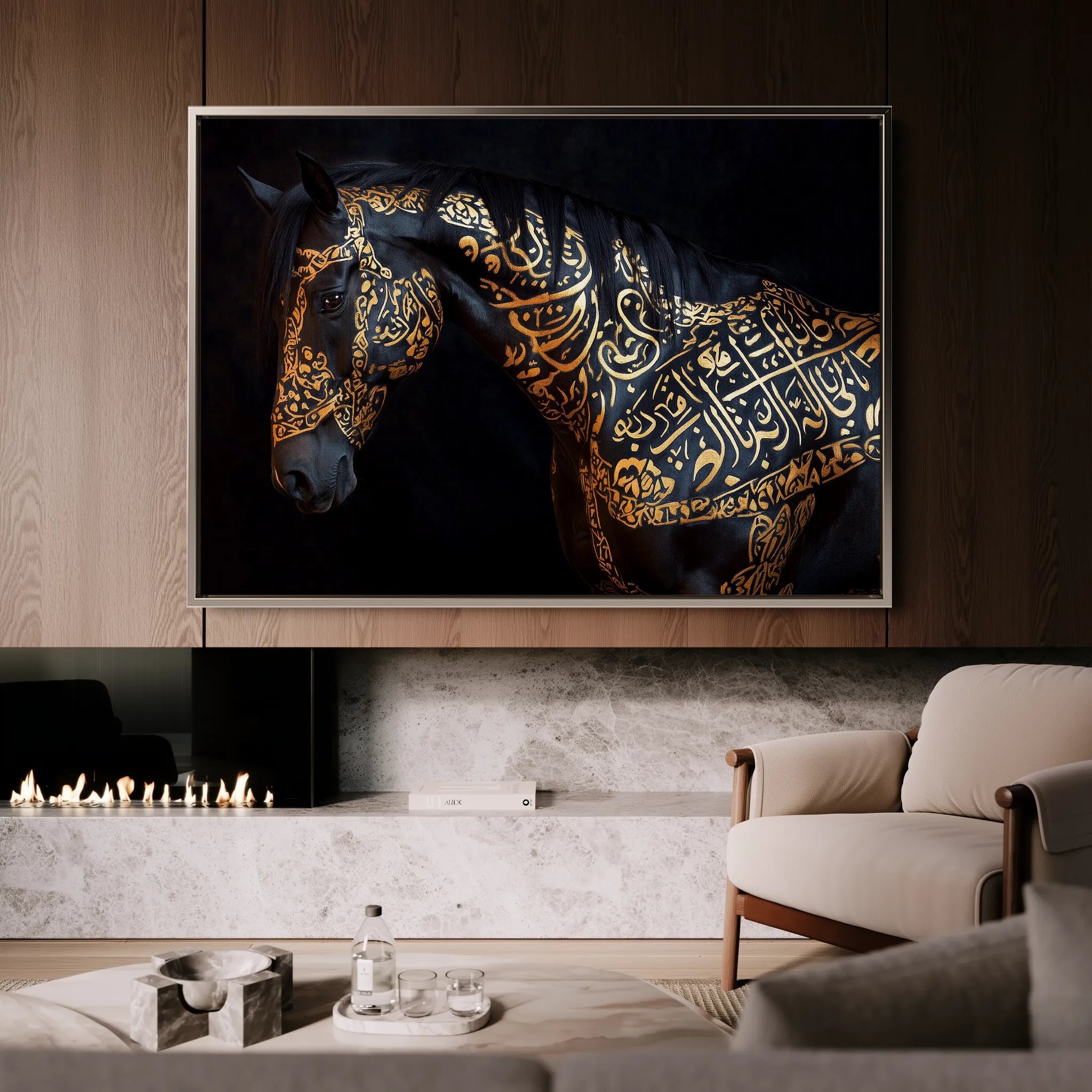 Horses 268 Canvas Art 60 x 40 cm / Black