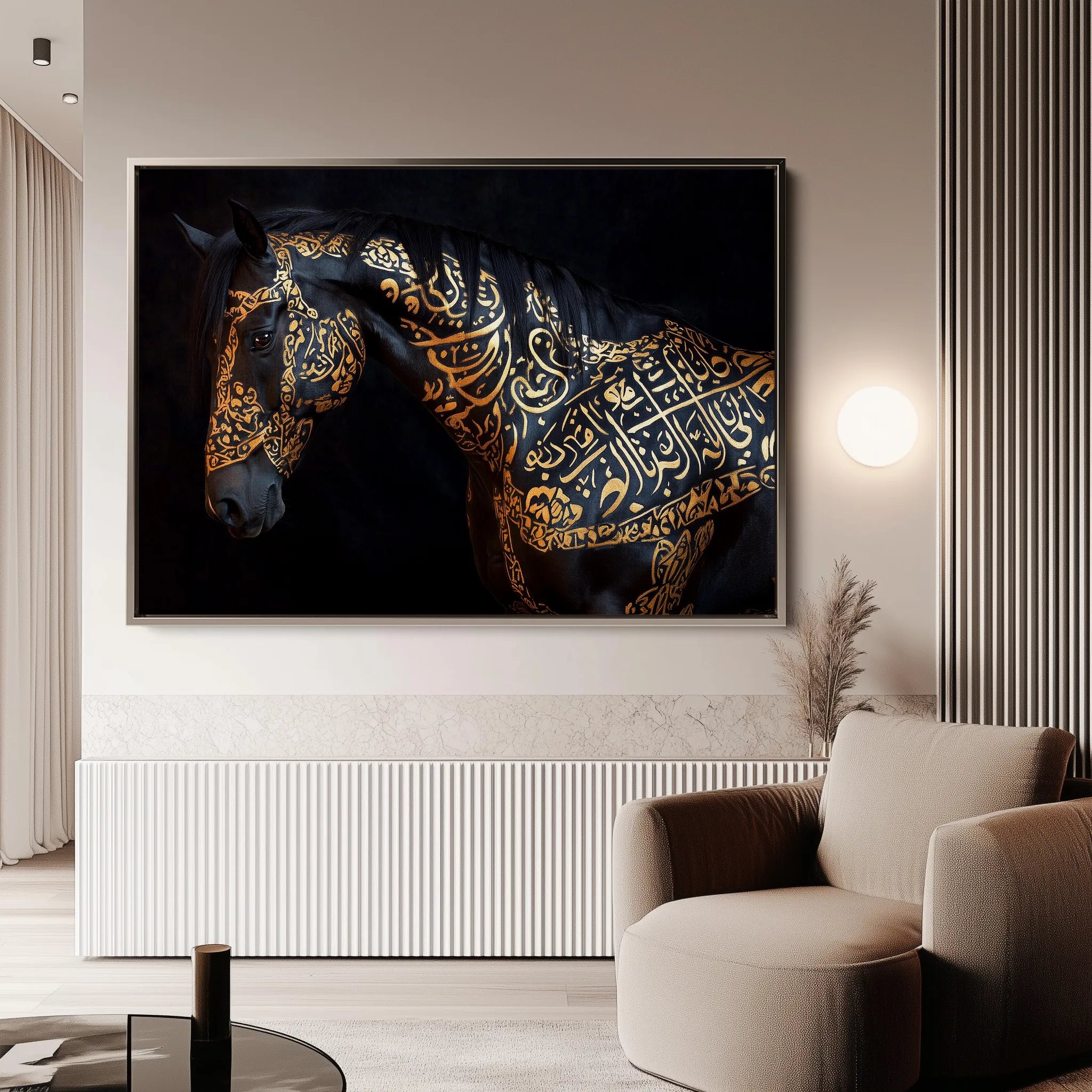 Horses 268 Canvas Art 60 x 40 cm / Black