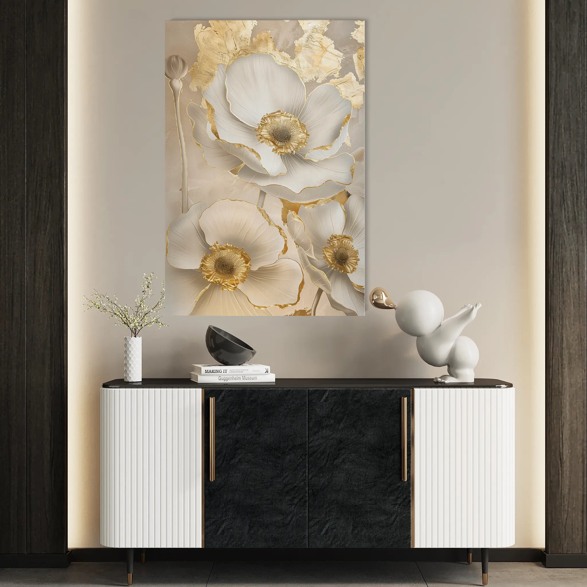 Floral 319 Canvas Art 60 x 40 cm / Black