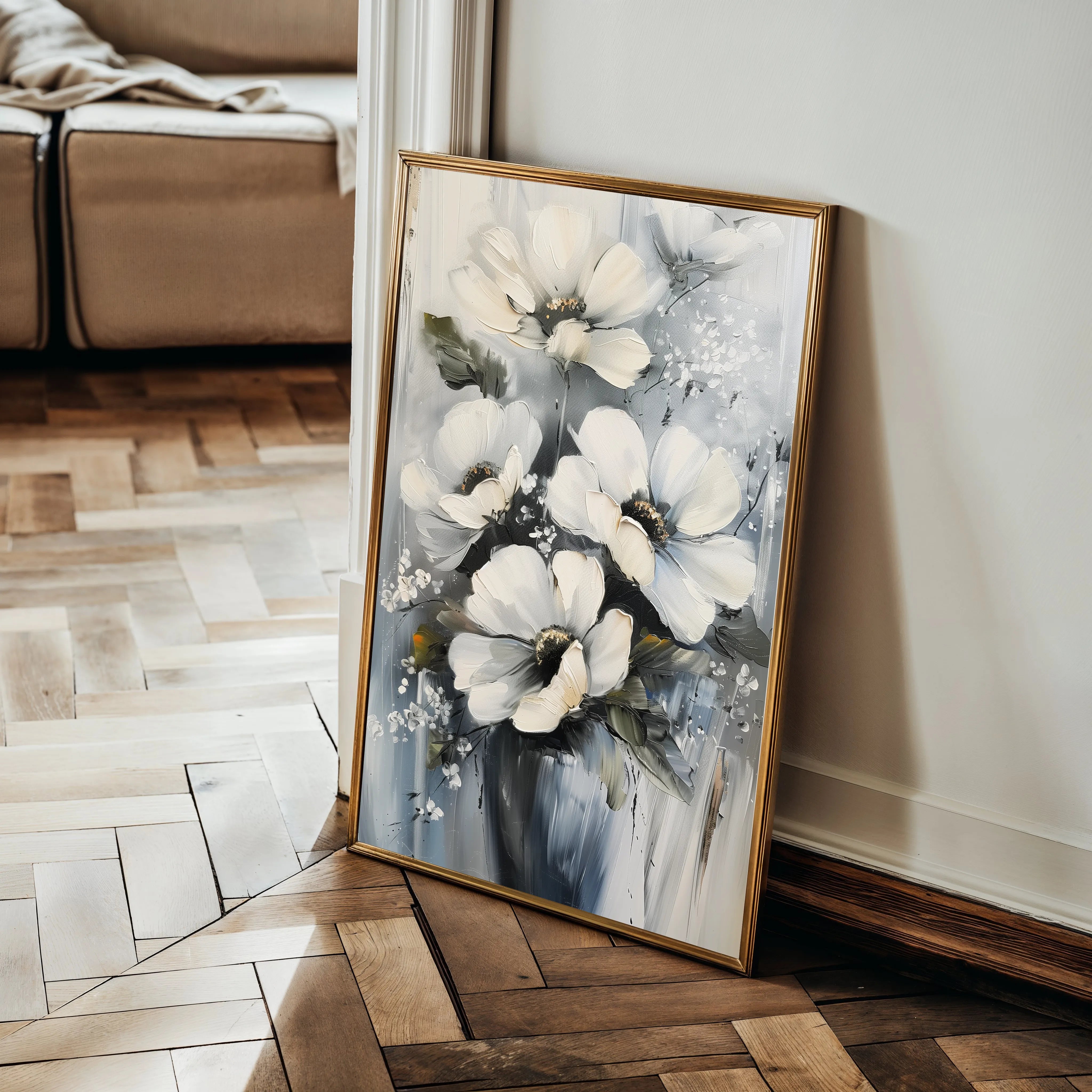 Floral 321 Canvas Art 60 x 40 cm / Black