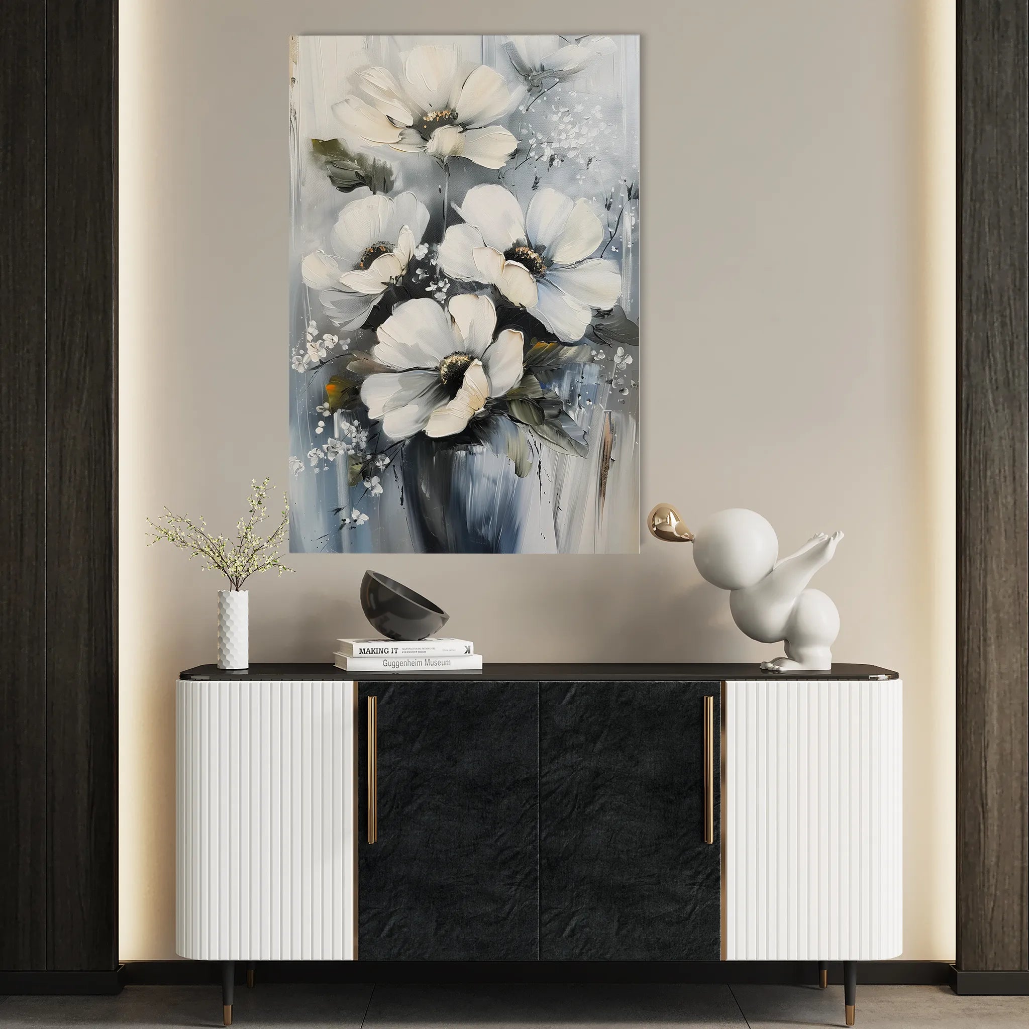 Floral 321 Canvas Art 60 x 40 cm / Black