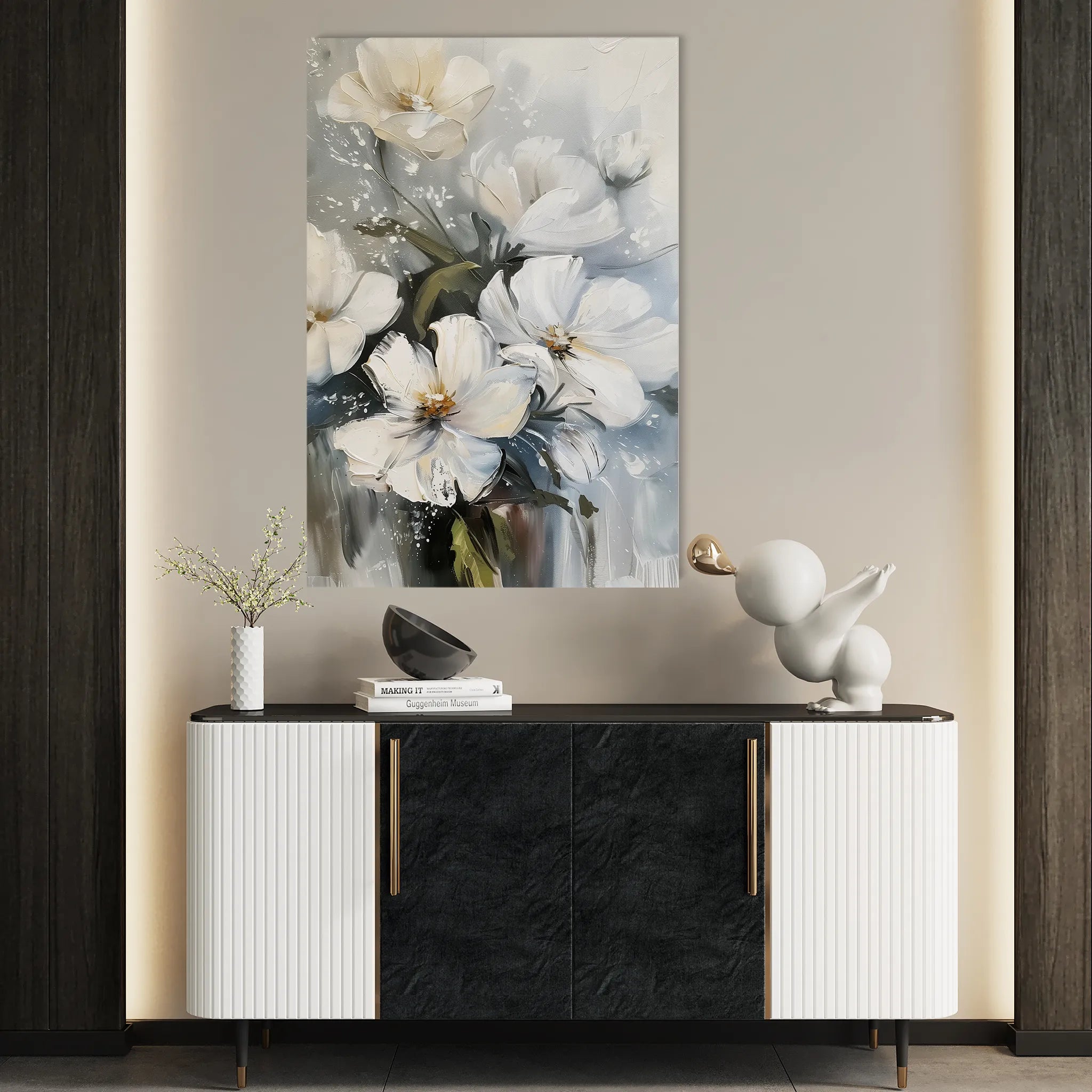 Floral 322 Canvas Art 60 x 40 cm / Black