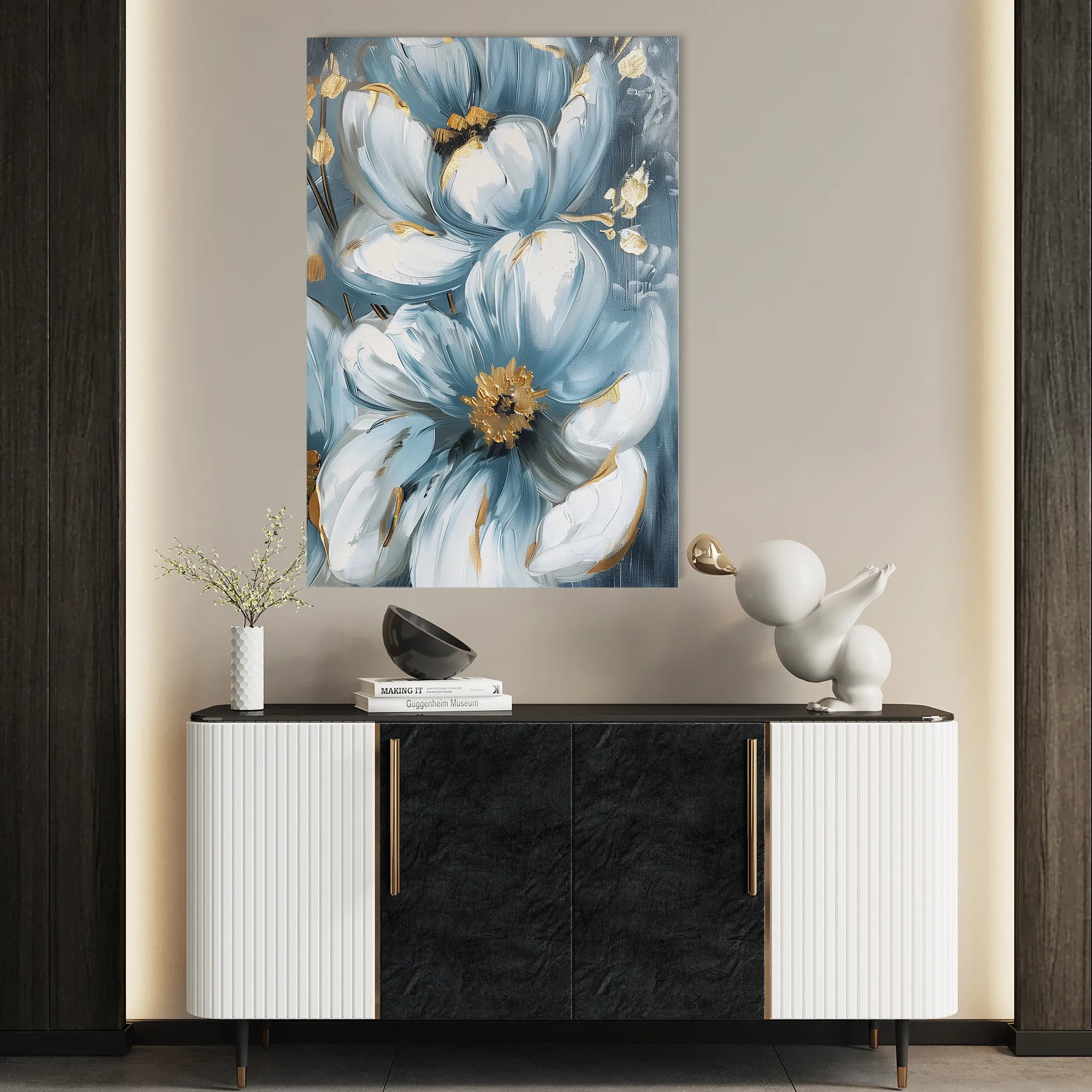 Floral 323 Canvas Art 60 x 40 cm / Black