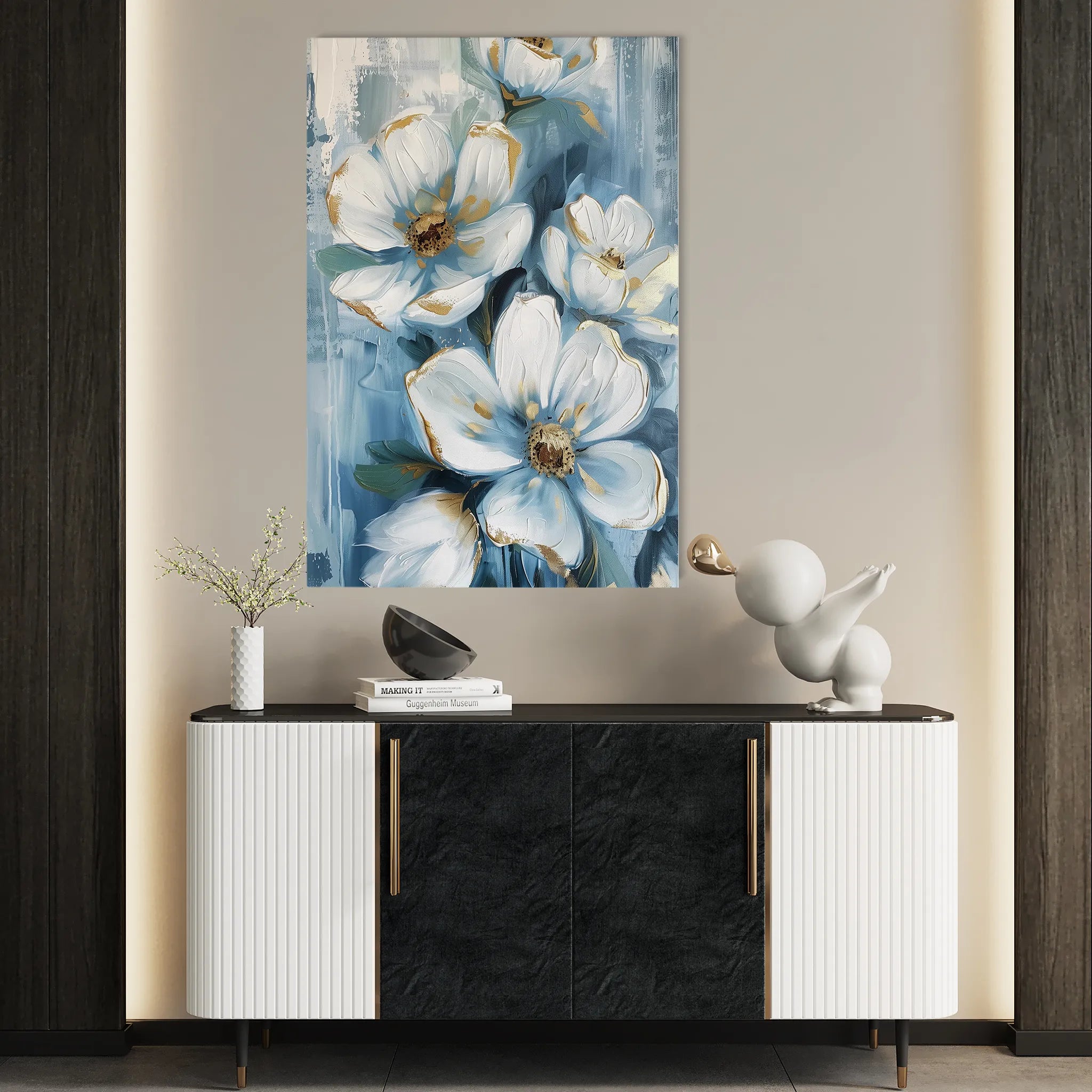 Floral 324 Canvas Art 60 x 40 cm / Black