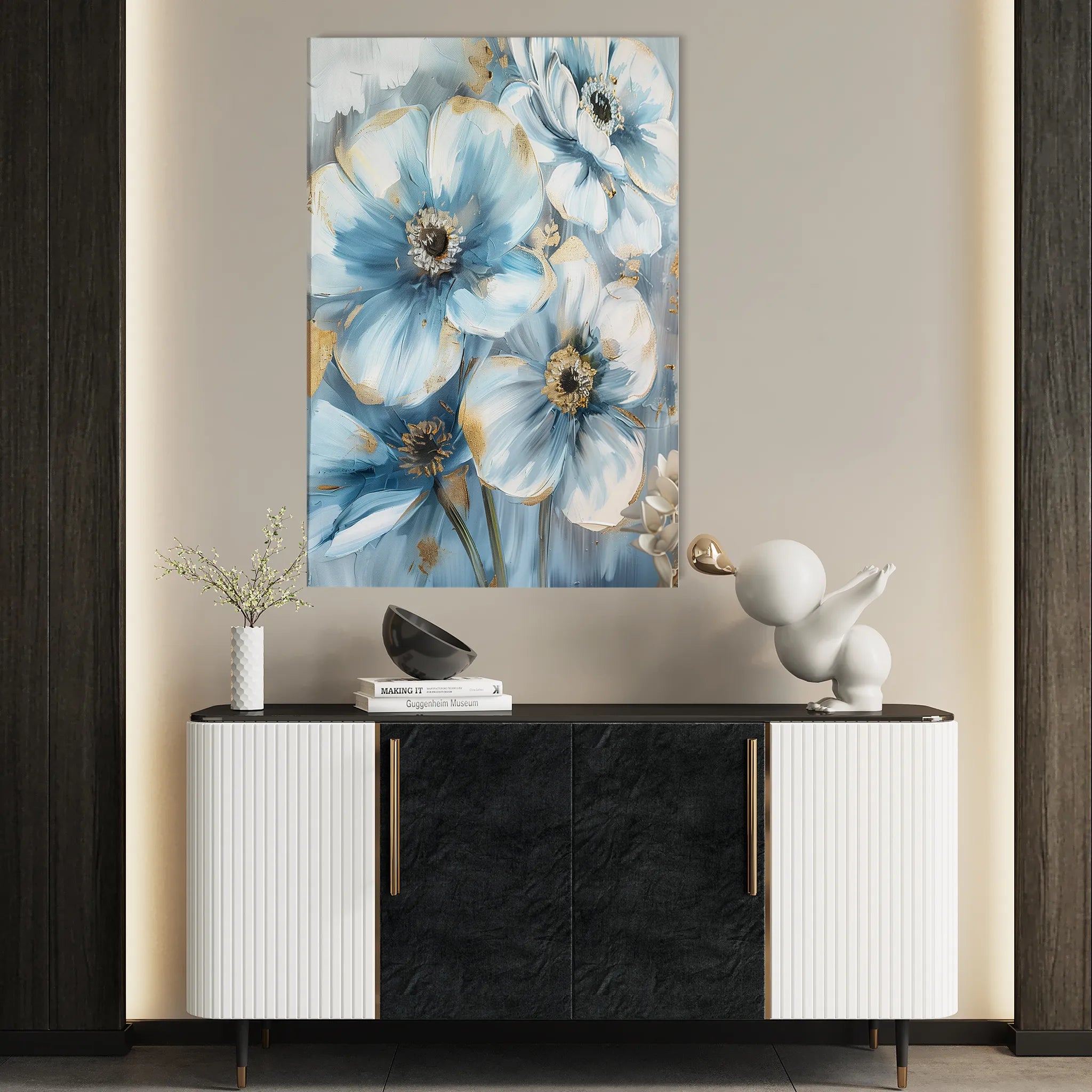 Floral 326 Canvas Art 60 x 40 cm / Black