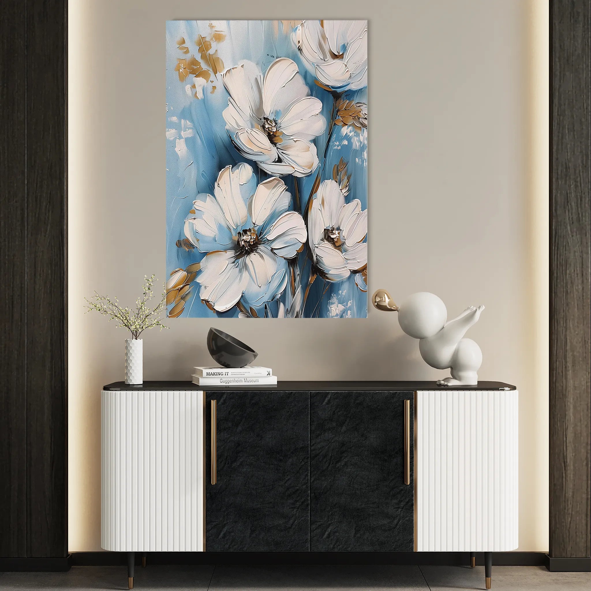 Floral 327 Canvas Art 60 x 40 cm / Black