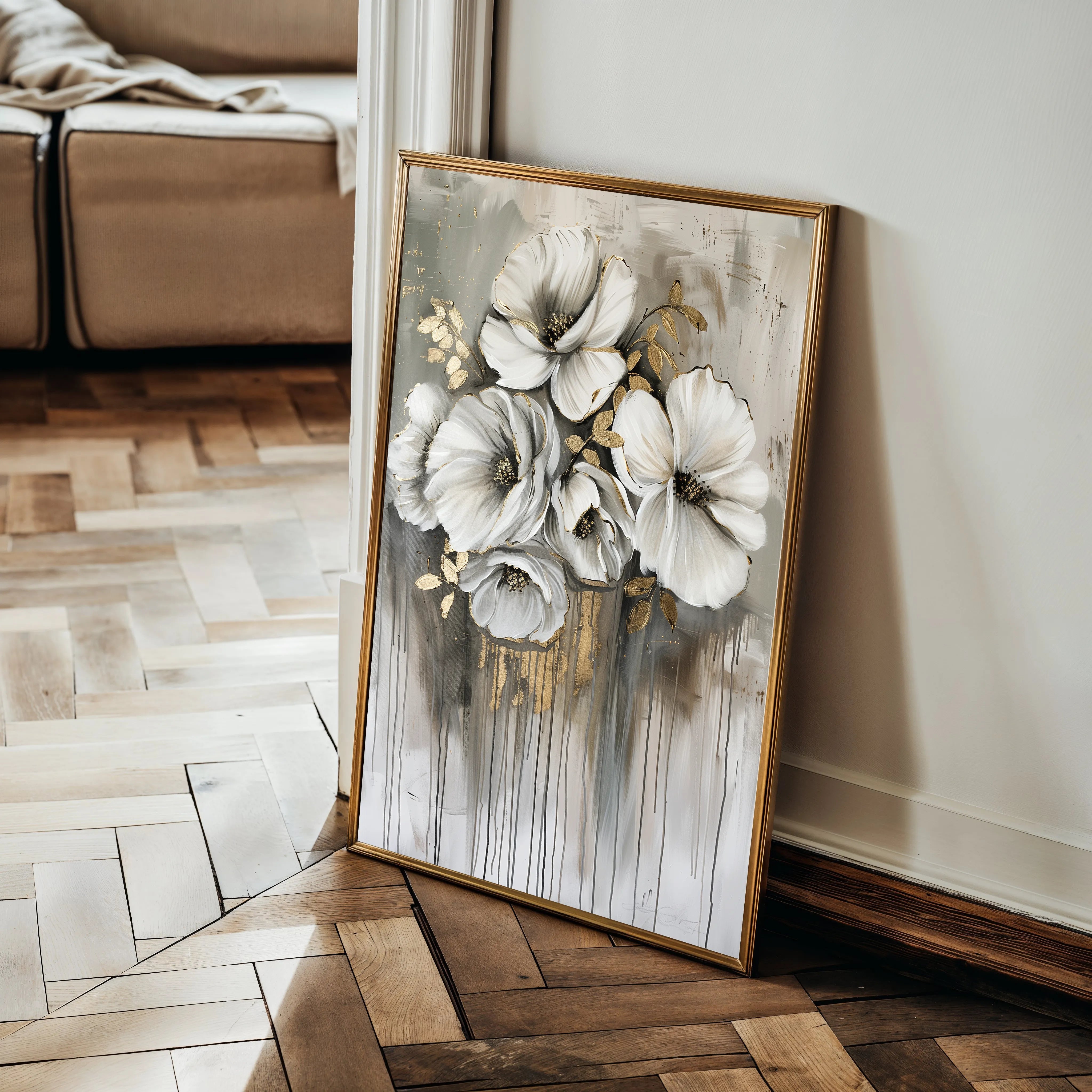 Floral 331 Canvas Art 60 x 40 cm / Black
