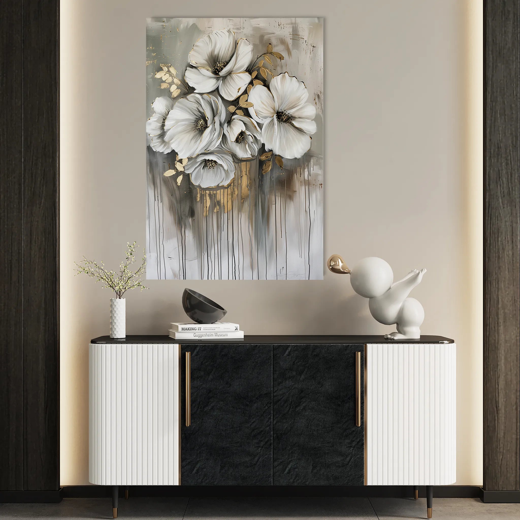 Floral 331 Canvas Art 60 x 40 cm / Black