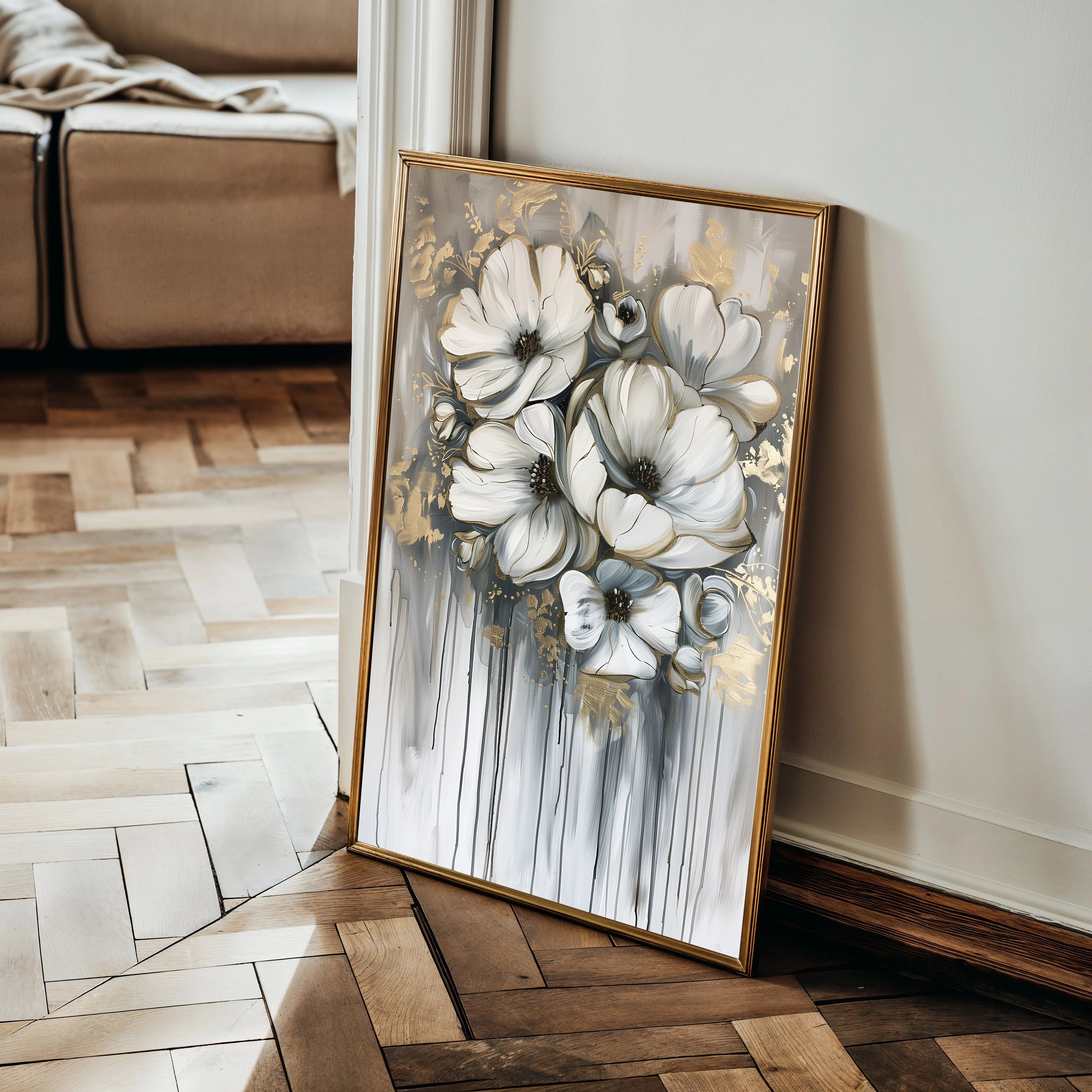 Floral 332 Canvas Art 60 x 40 cm / Black
