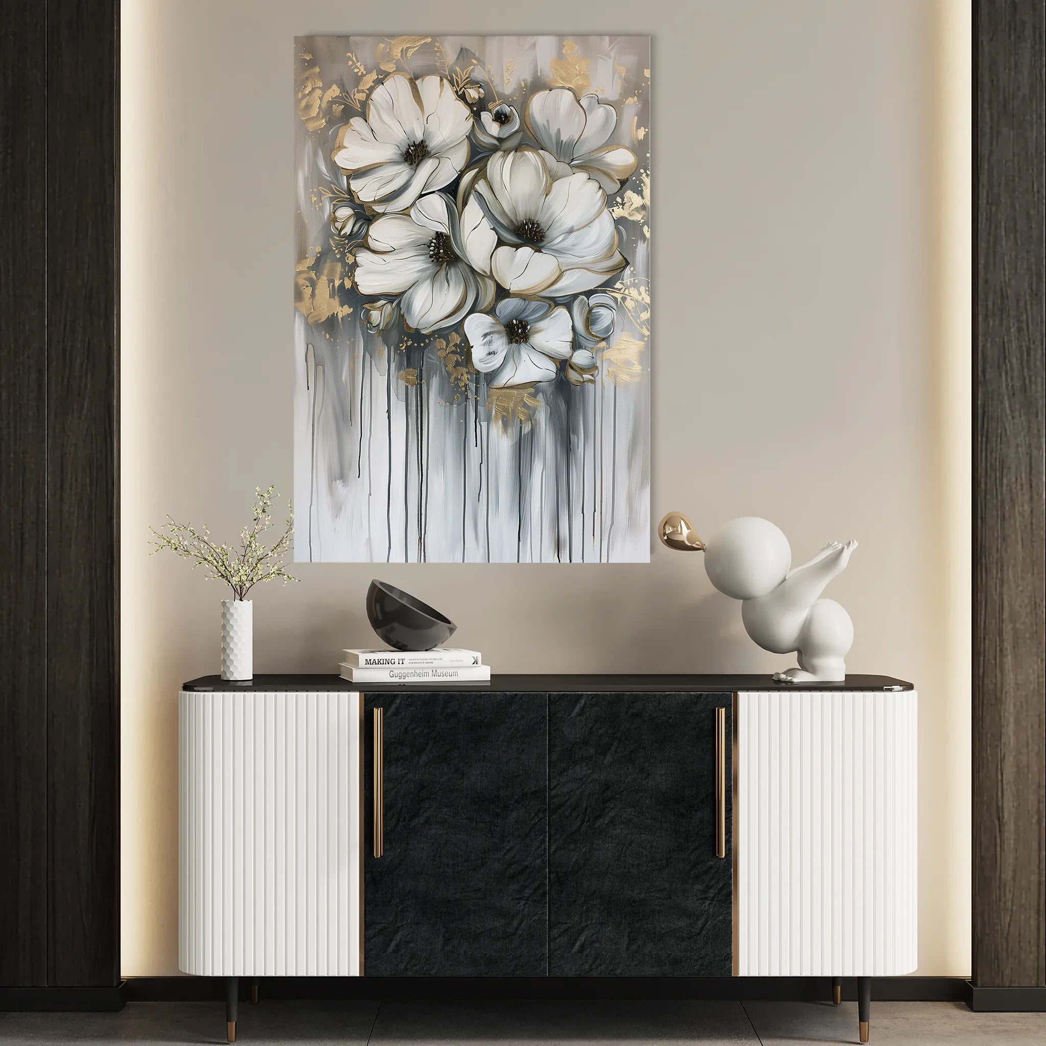 Floral 332 Canvas Art 60 x 40 cm / Black