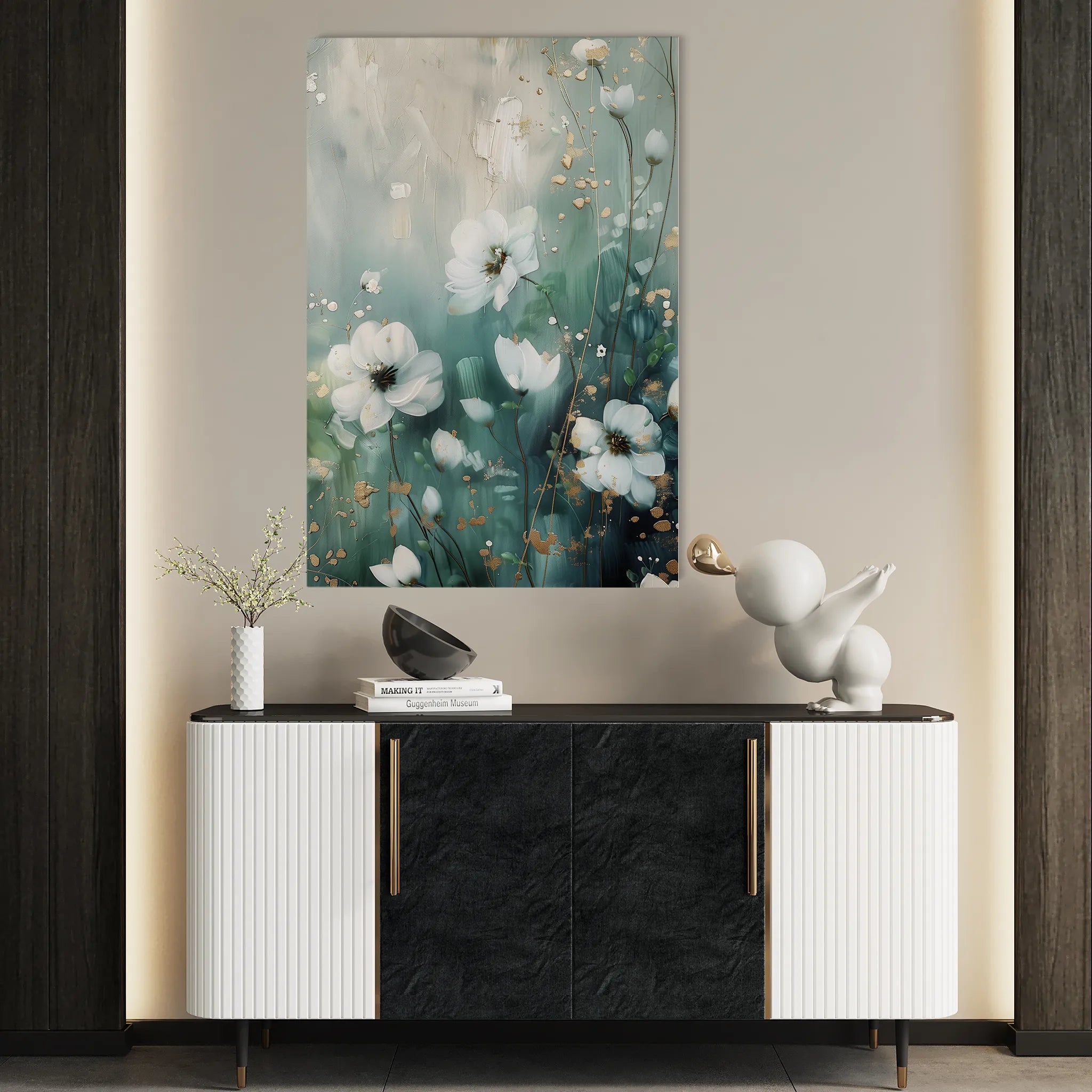 Floral 333 Canvas Art 60 x 40 cm / Black