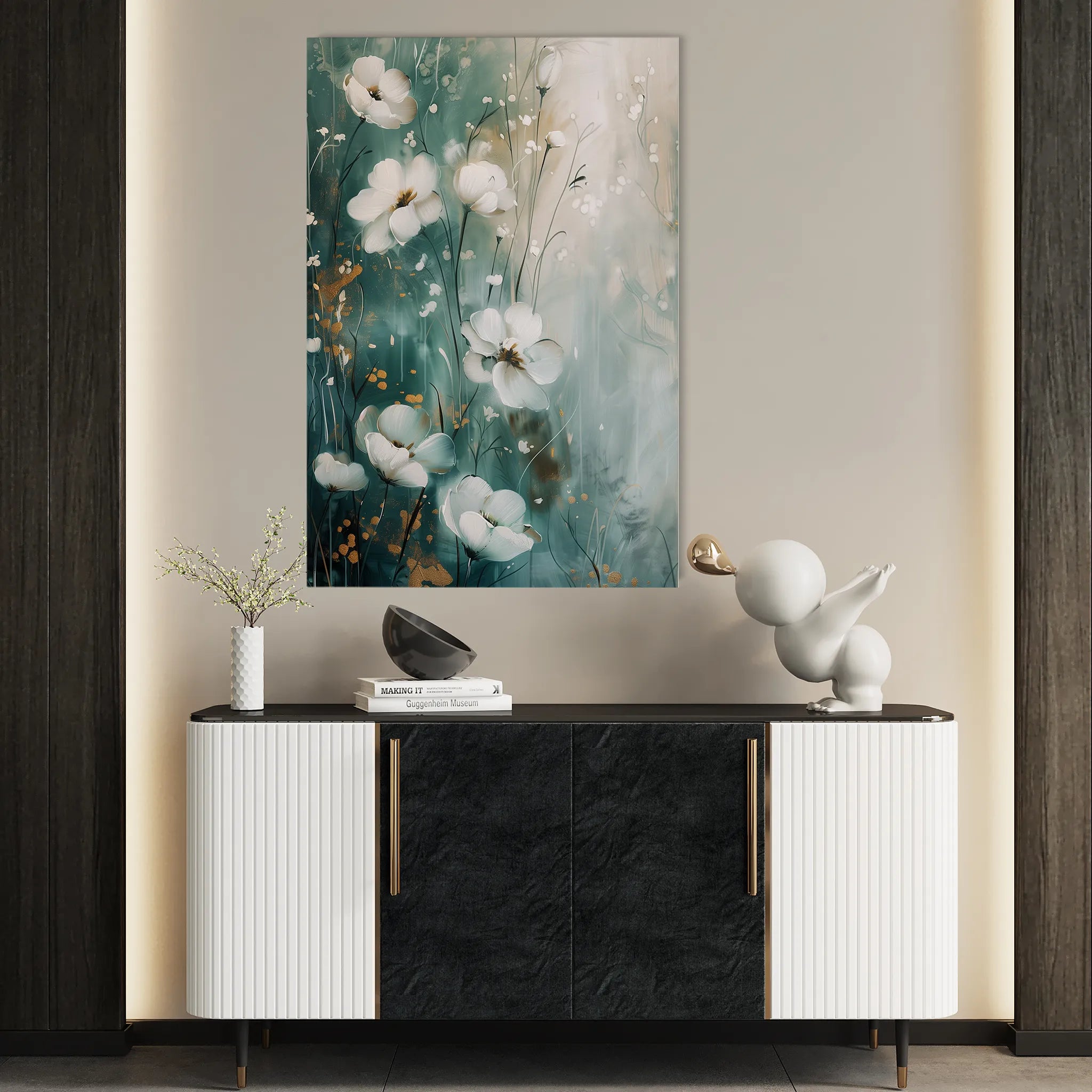 Floral 334 Canvas Art 60 x 40 cm / Black