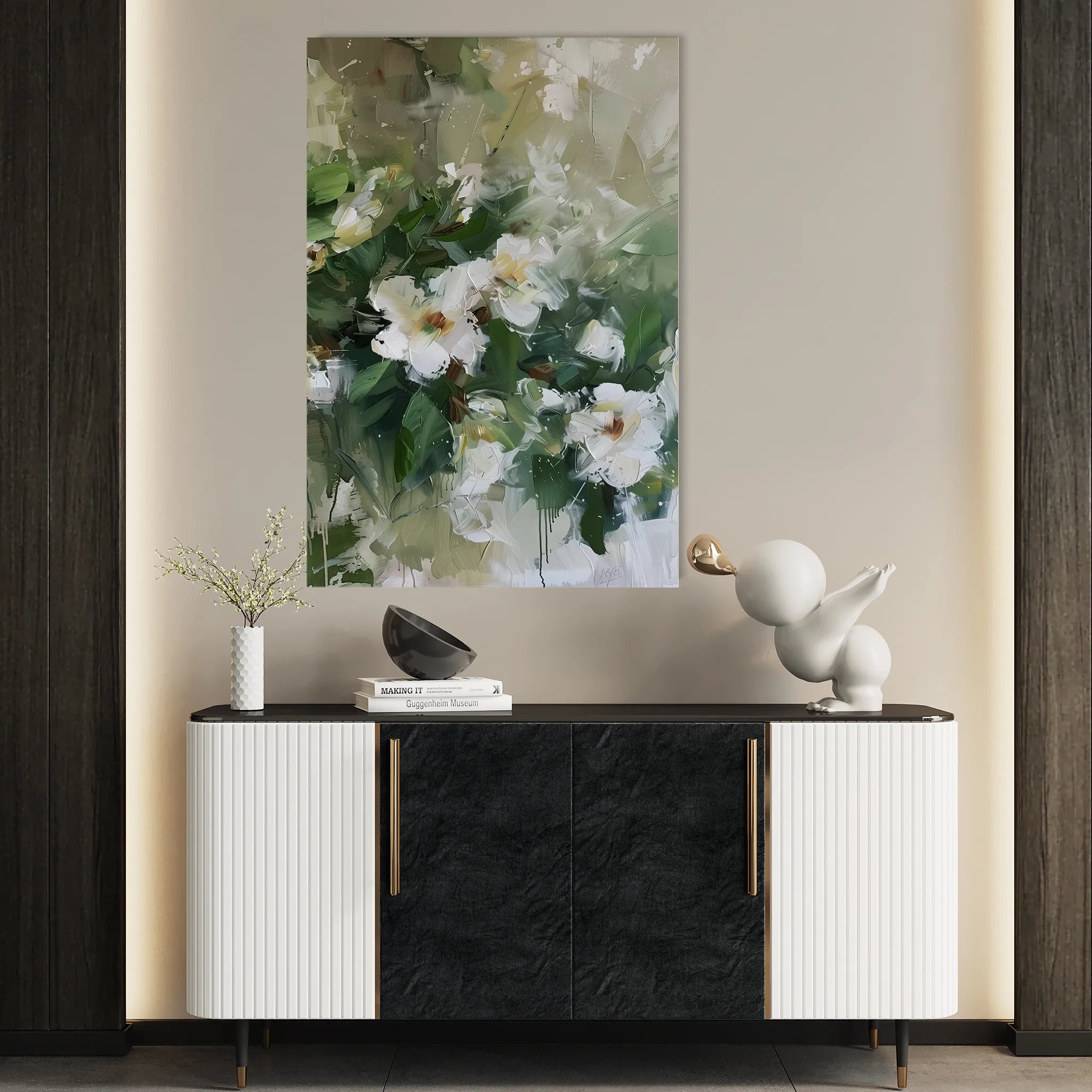 Floral 335 Canvas Art 60 x 40 cm / Black