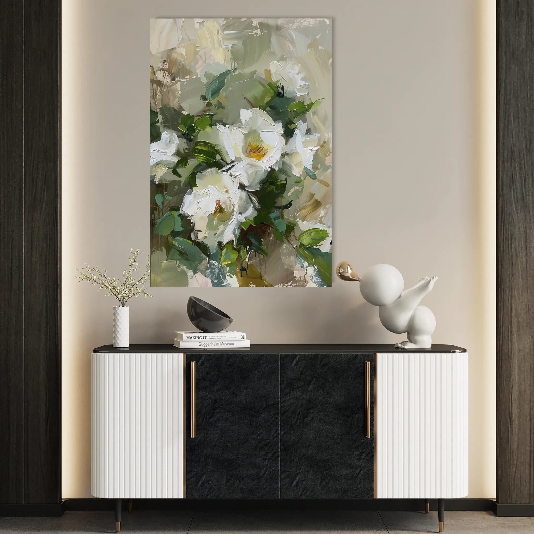 Floral 336 Canvas Art 60 x 40 cm / Black
