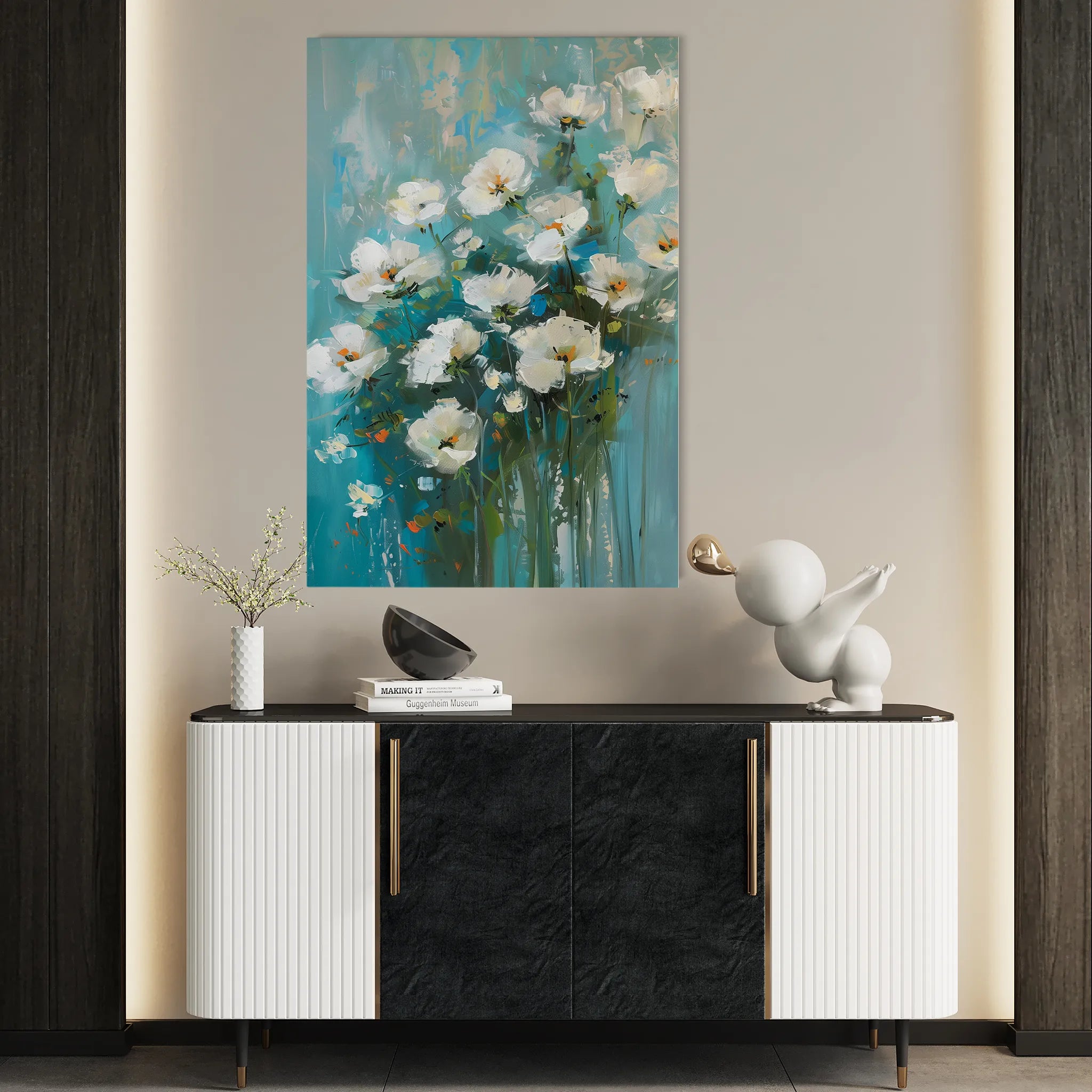 Floral 338 Canvas Art 60 x 40 cm / Black