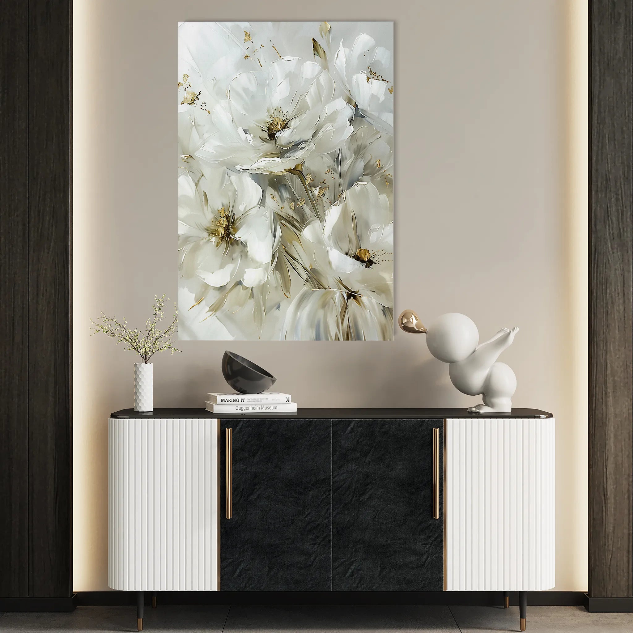 Floral 343 Canvas Art 60 x 40 cm / Black