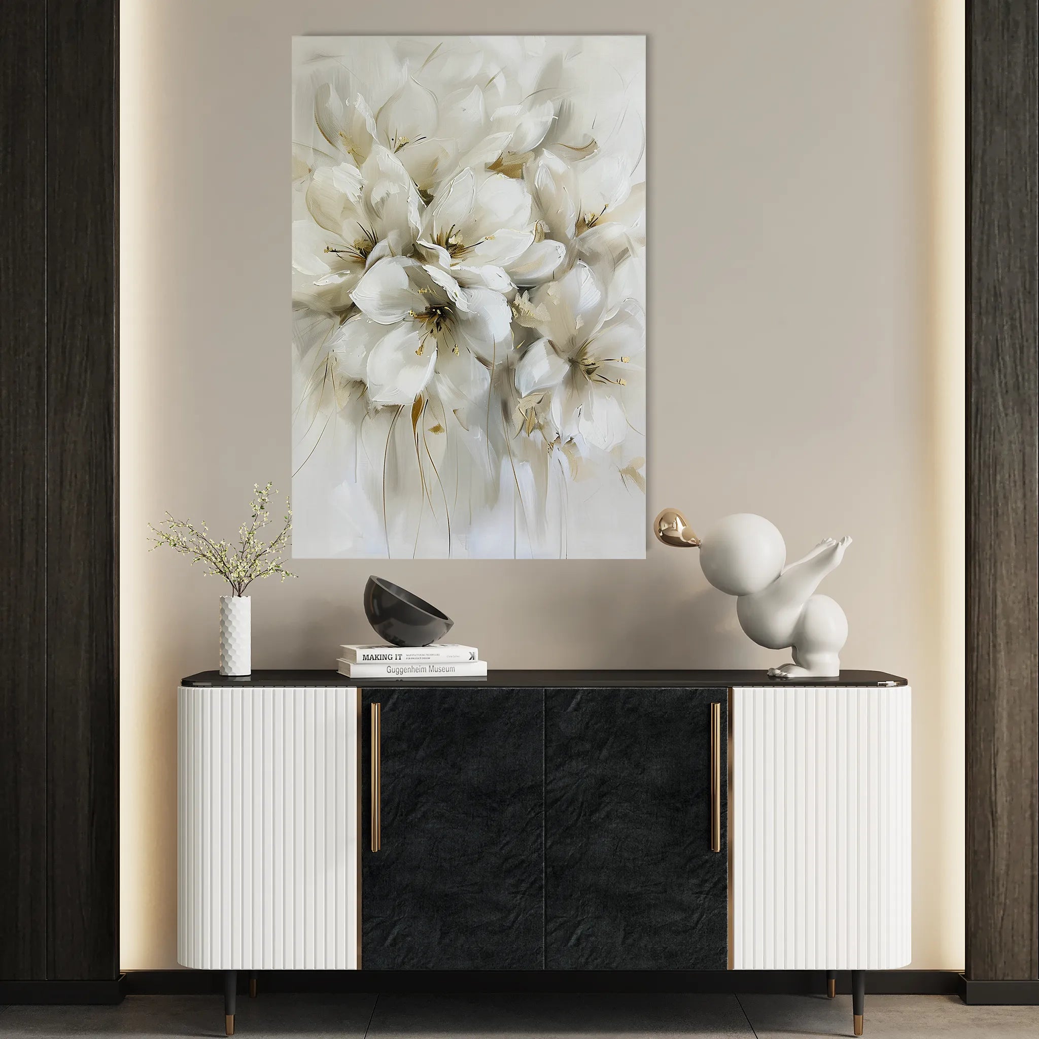 Floral 344 Canvas Art 60 x 40 cm / Black