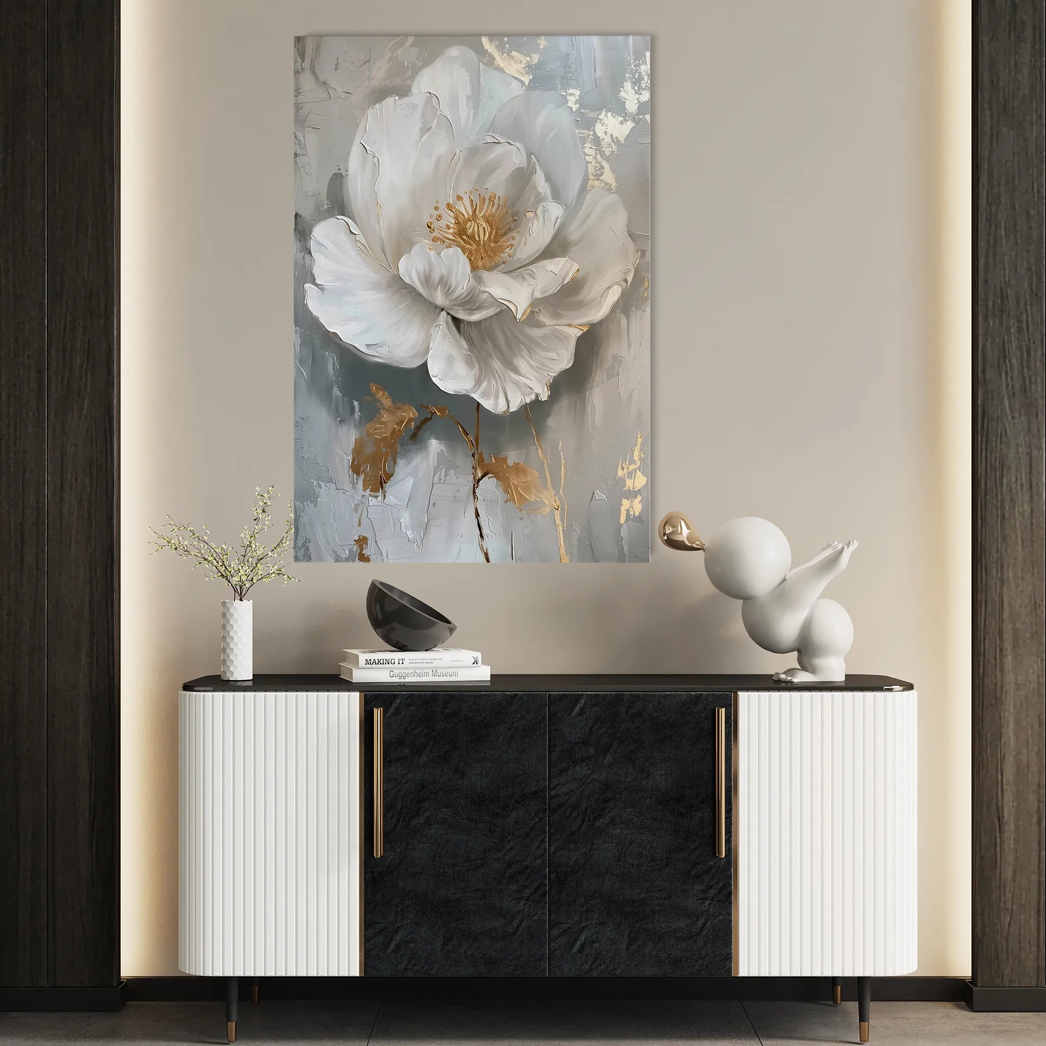 Floral 348 Canvas Art 60 x 40 cm / Black