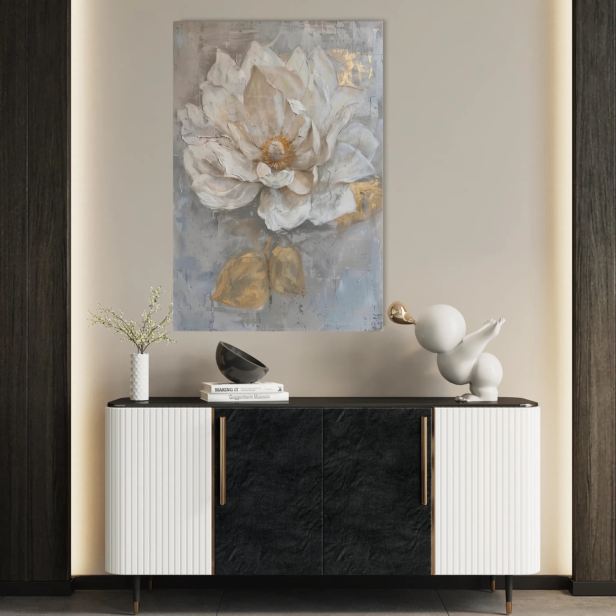Floral 350 Canvas Art 60 x 40 cm / Black