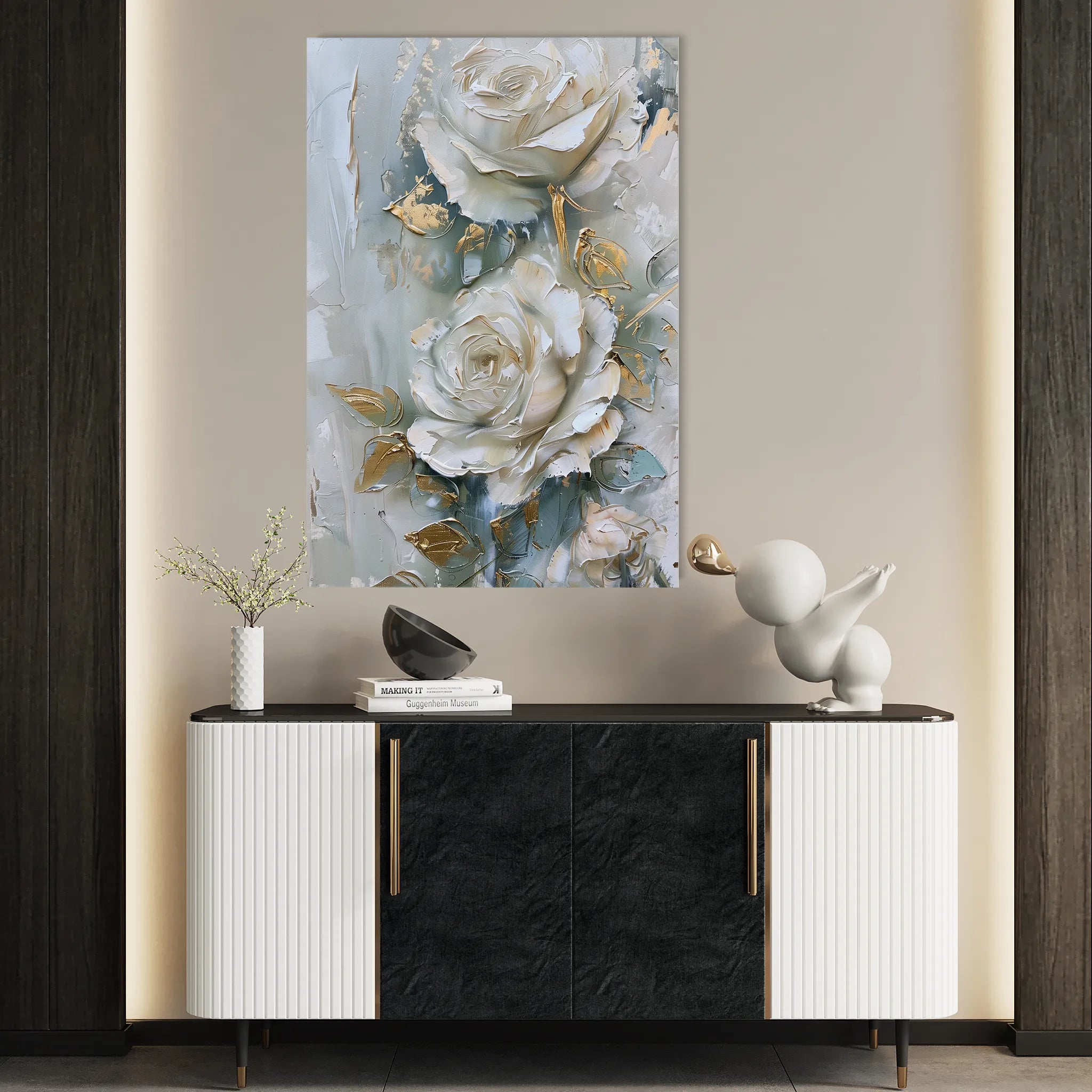Floral 352 Canvas Art 60 x 40 cm / Black