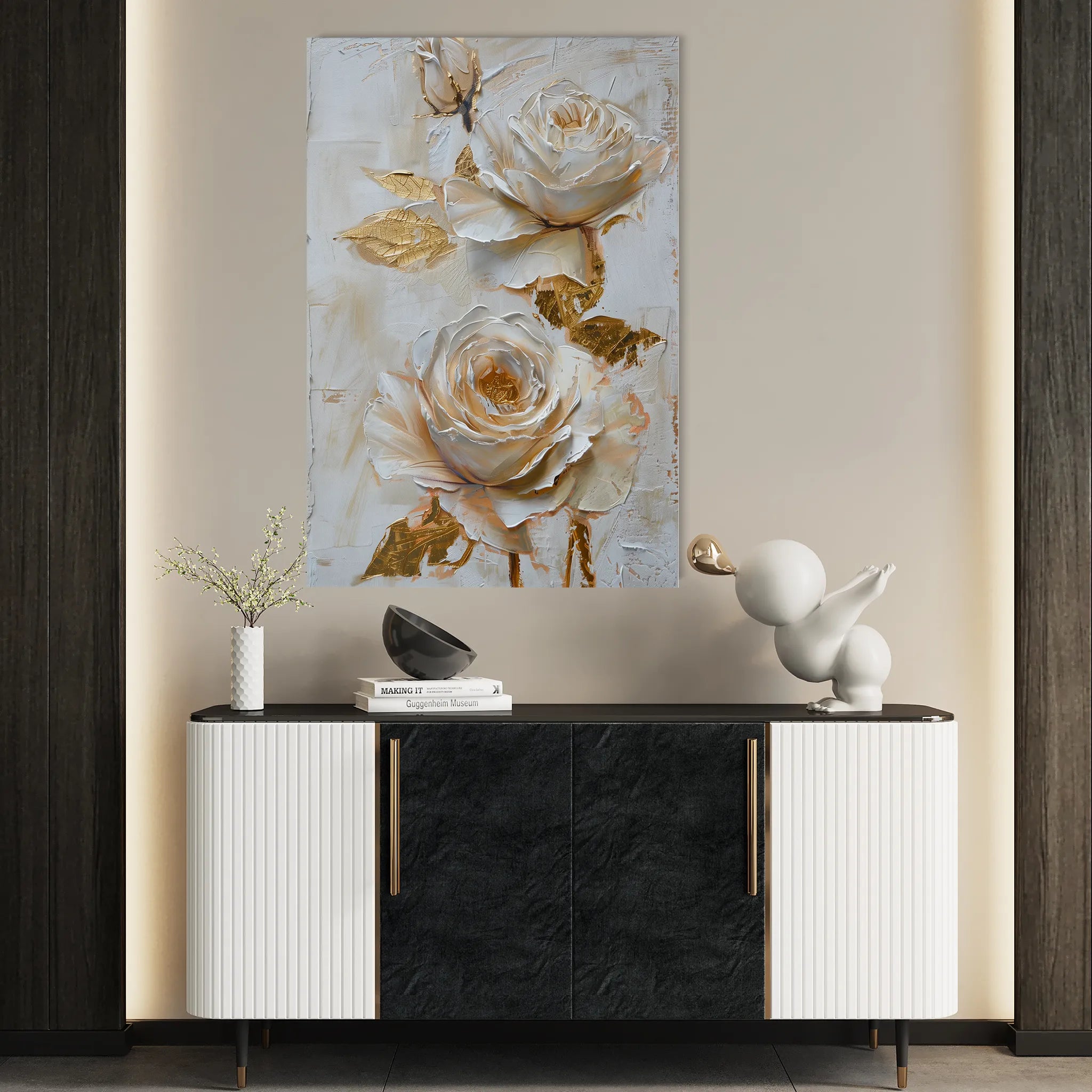 Floral 354 Canvas Art 60 x 40 cm / Black