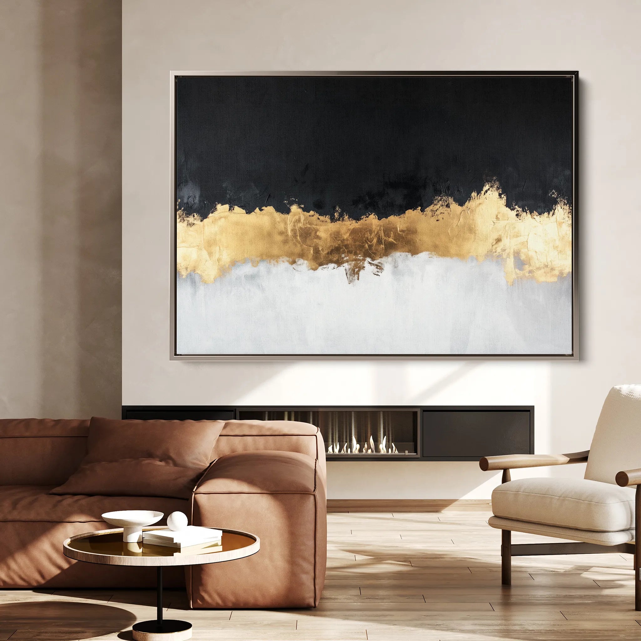 Abstract 654 Canvas Art 60 x 40 cm / Black