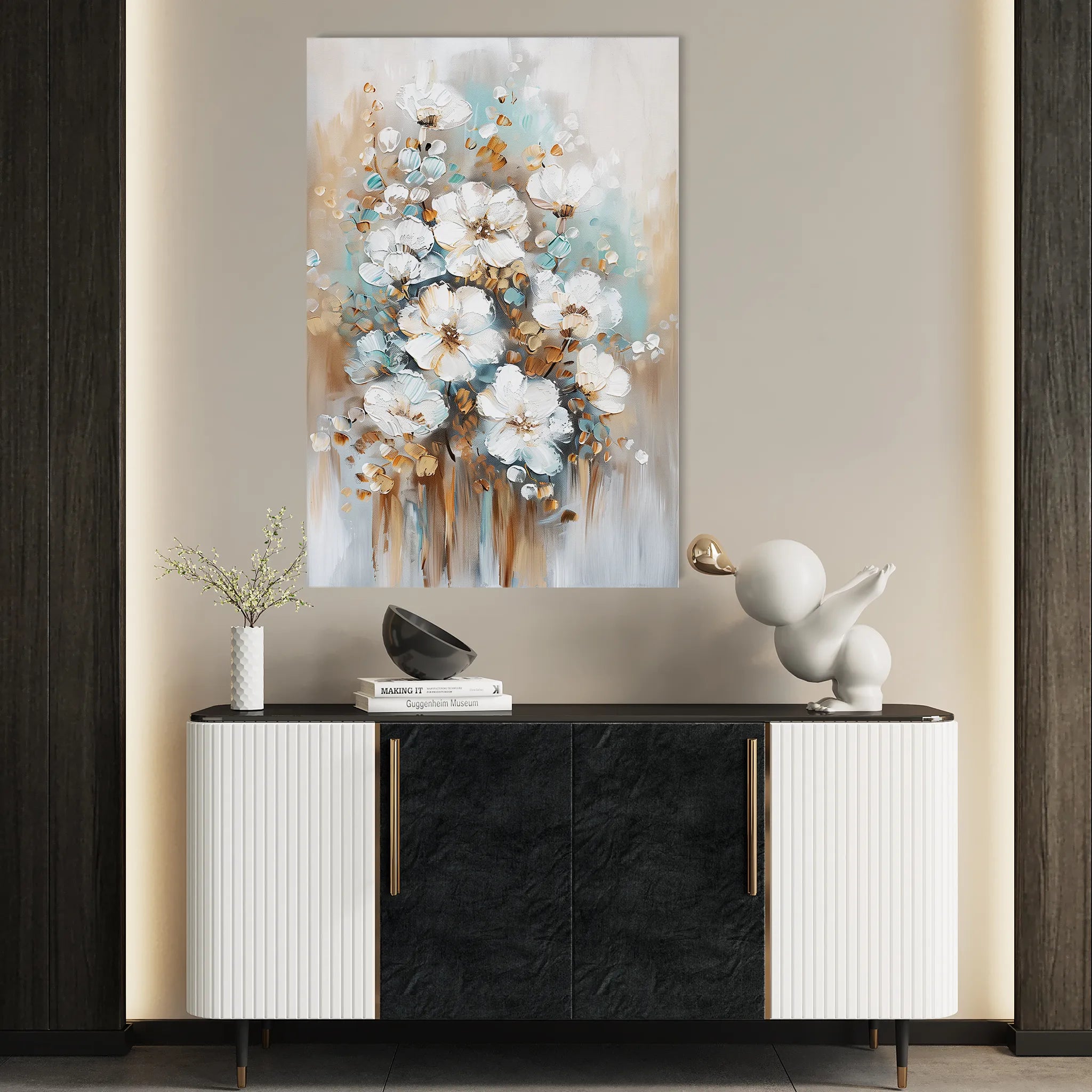 Floral 815 Canvas Art 60 x 40 cm / Black