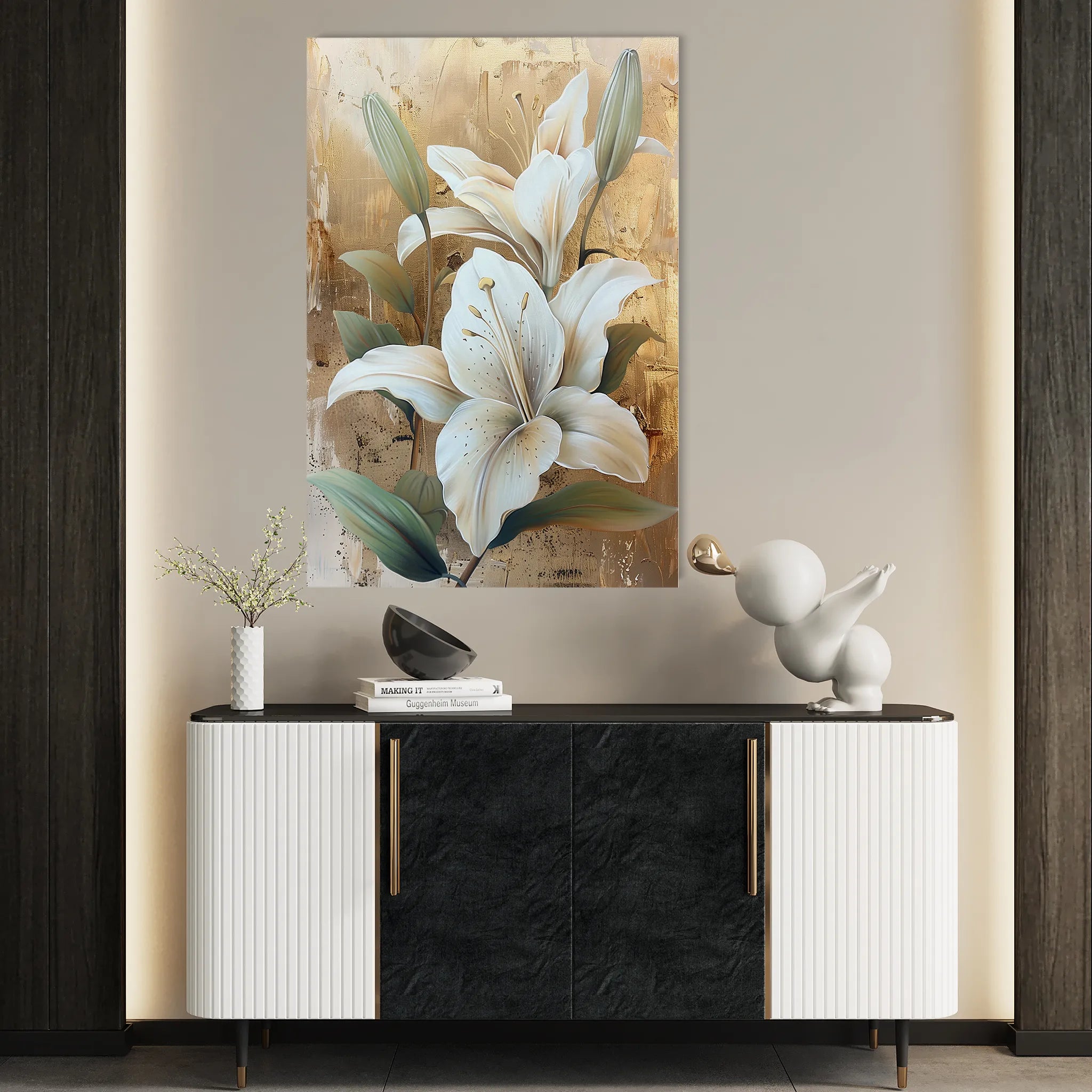 Floral 818 Canvas Art 60 x 40 cm / Black