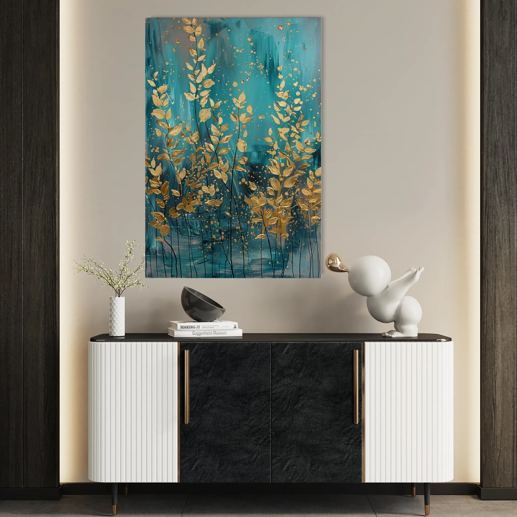 Floral 819 Canvas Art 60 x 40 cm / Black