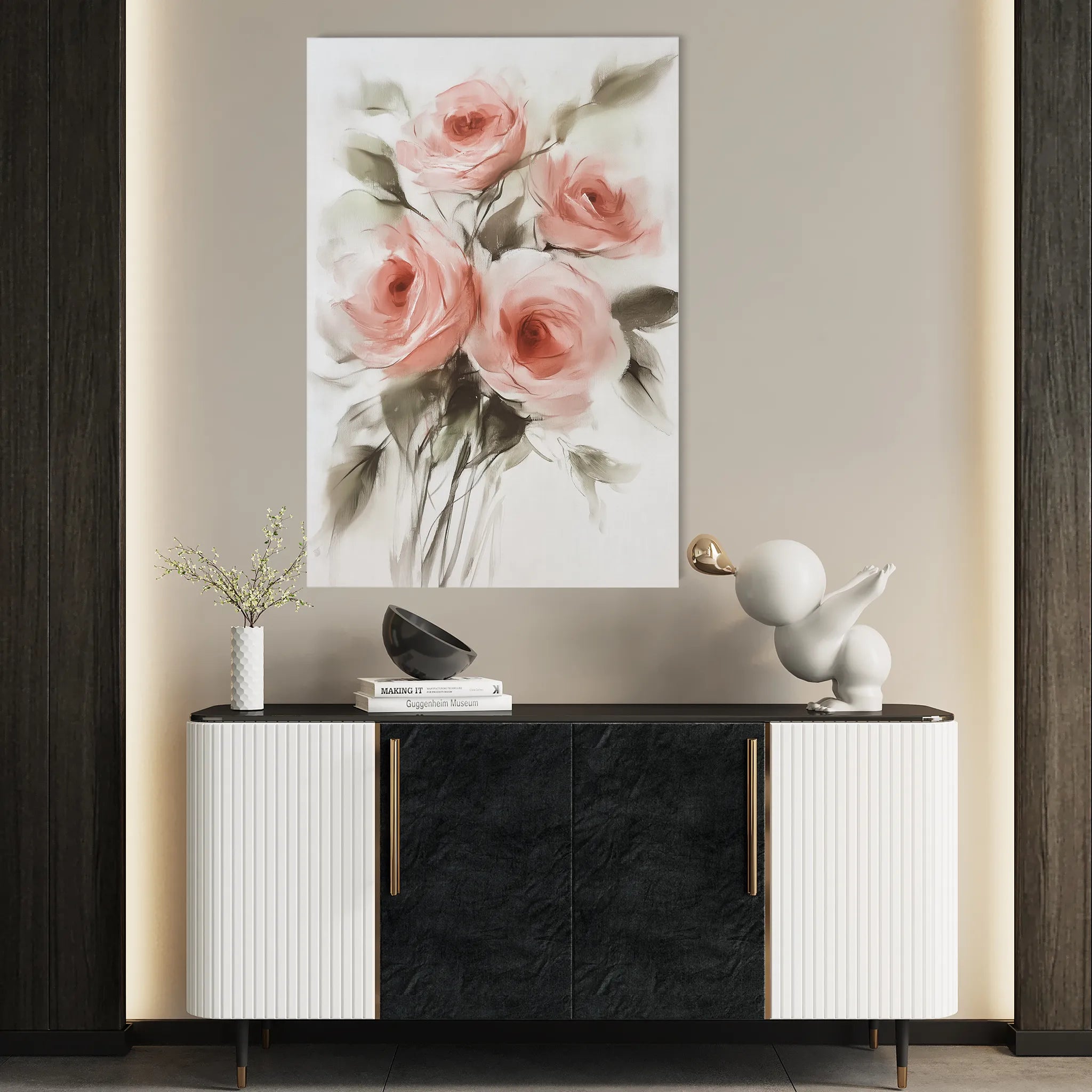 Floral 822 Canvas Art 60 x 40 cm / Black