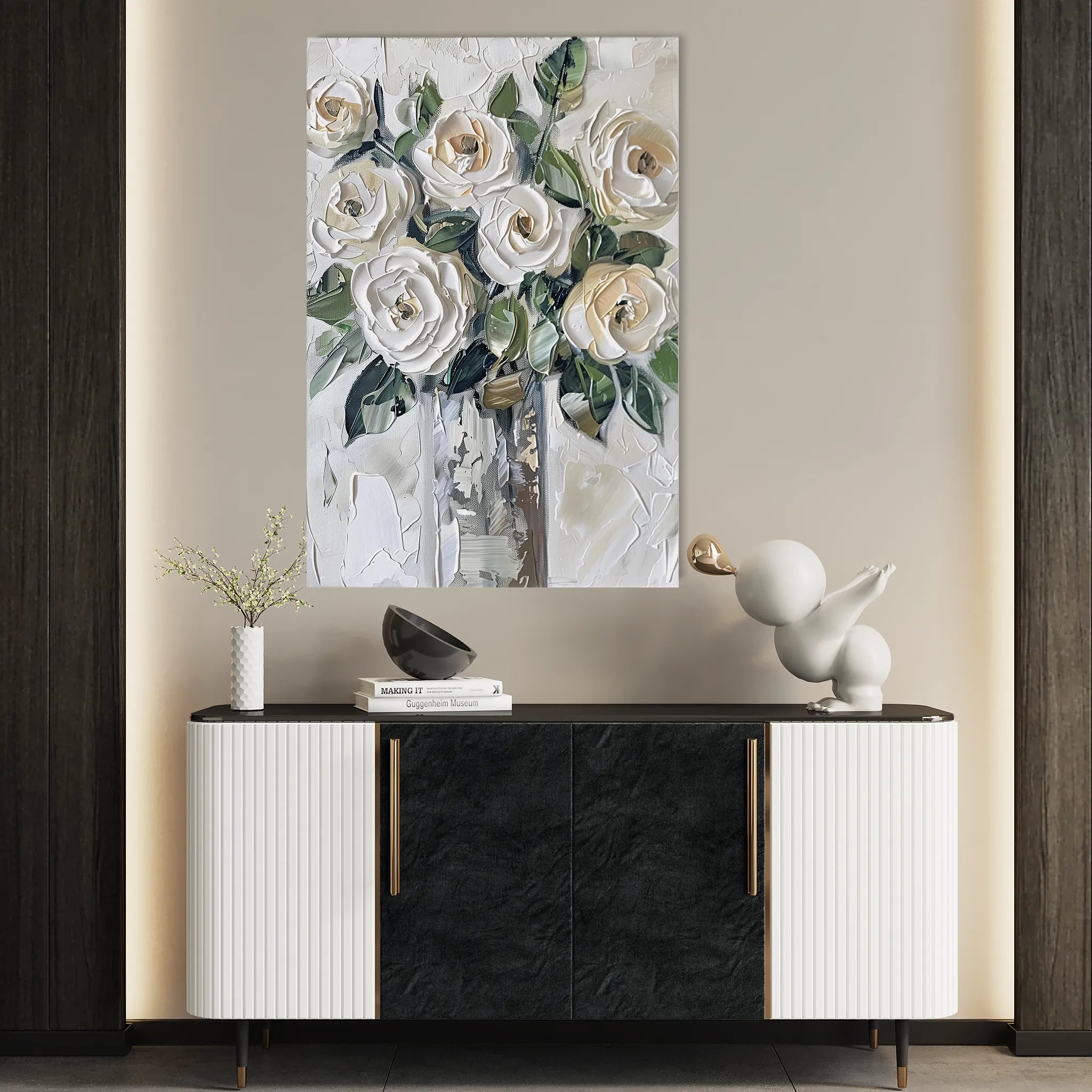 Floral 824 Canvas Art 60 x 40 cm / Black