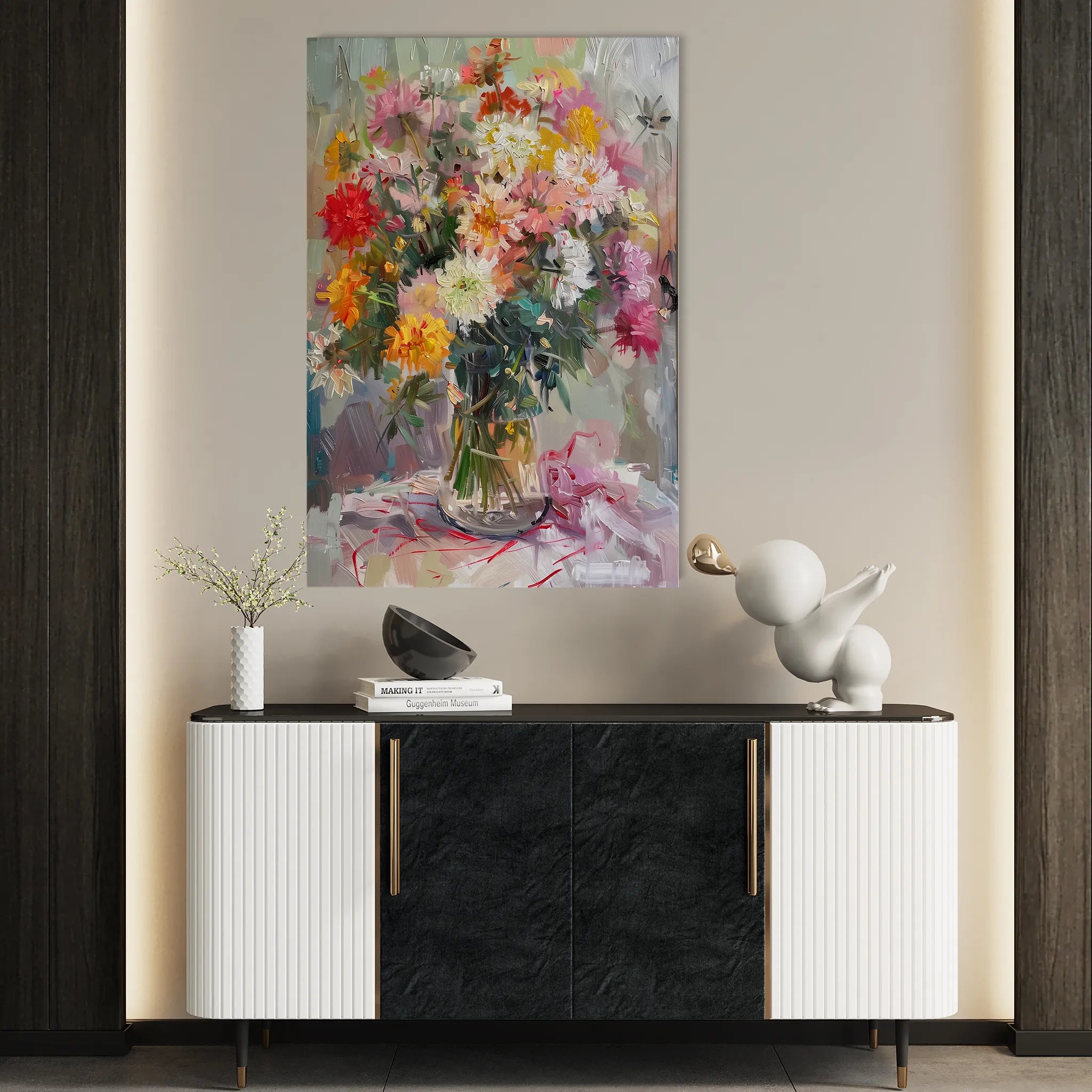 Floral 825 Canvas Art 60 x 40 cm / Black